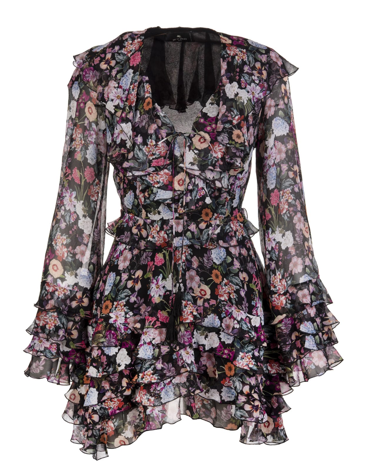 Etro Short Dress In Floral Silk Crepon