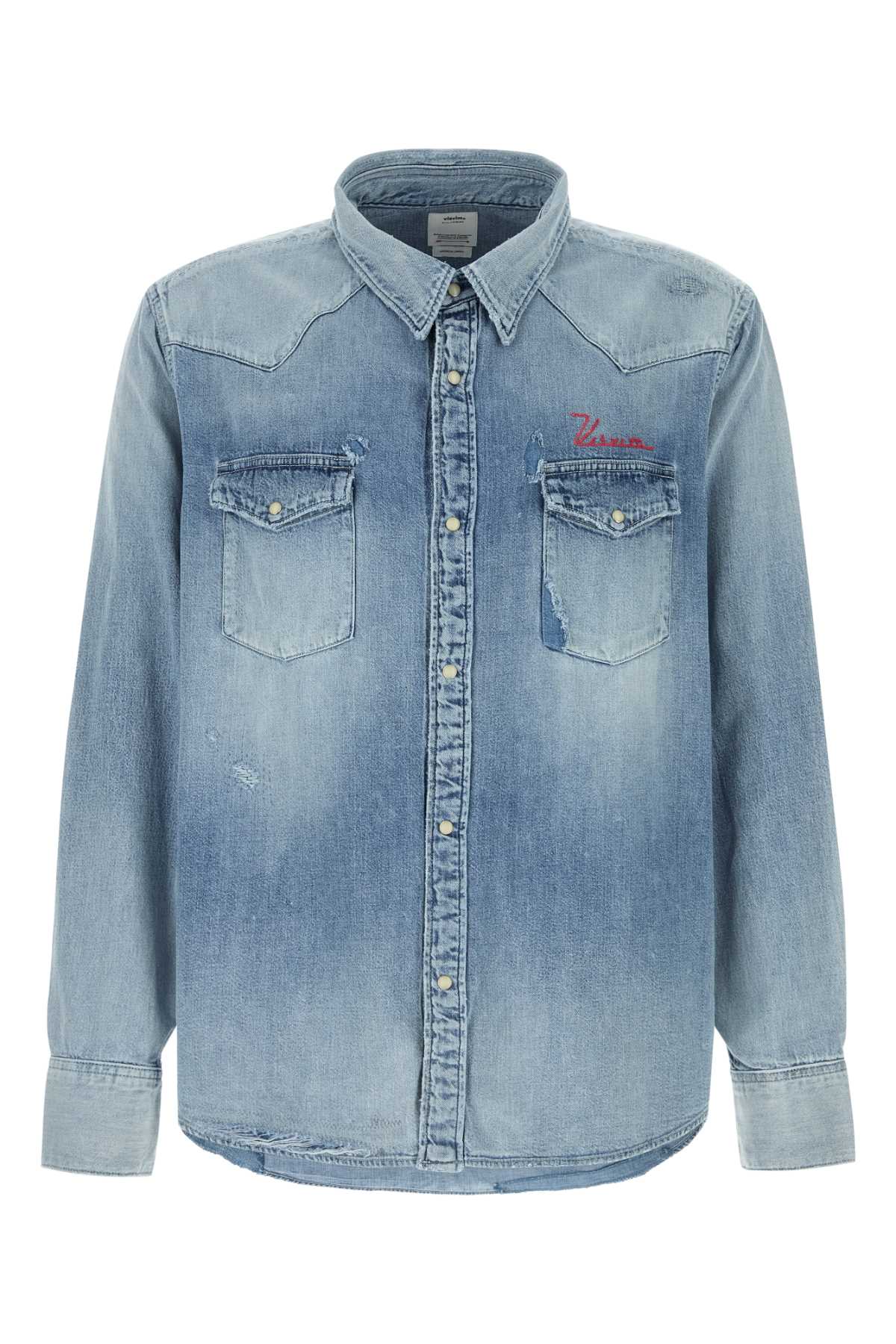 Visvim Long Sleeve Denim Shirt Featuring Chest Pockets In Blue