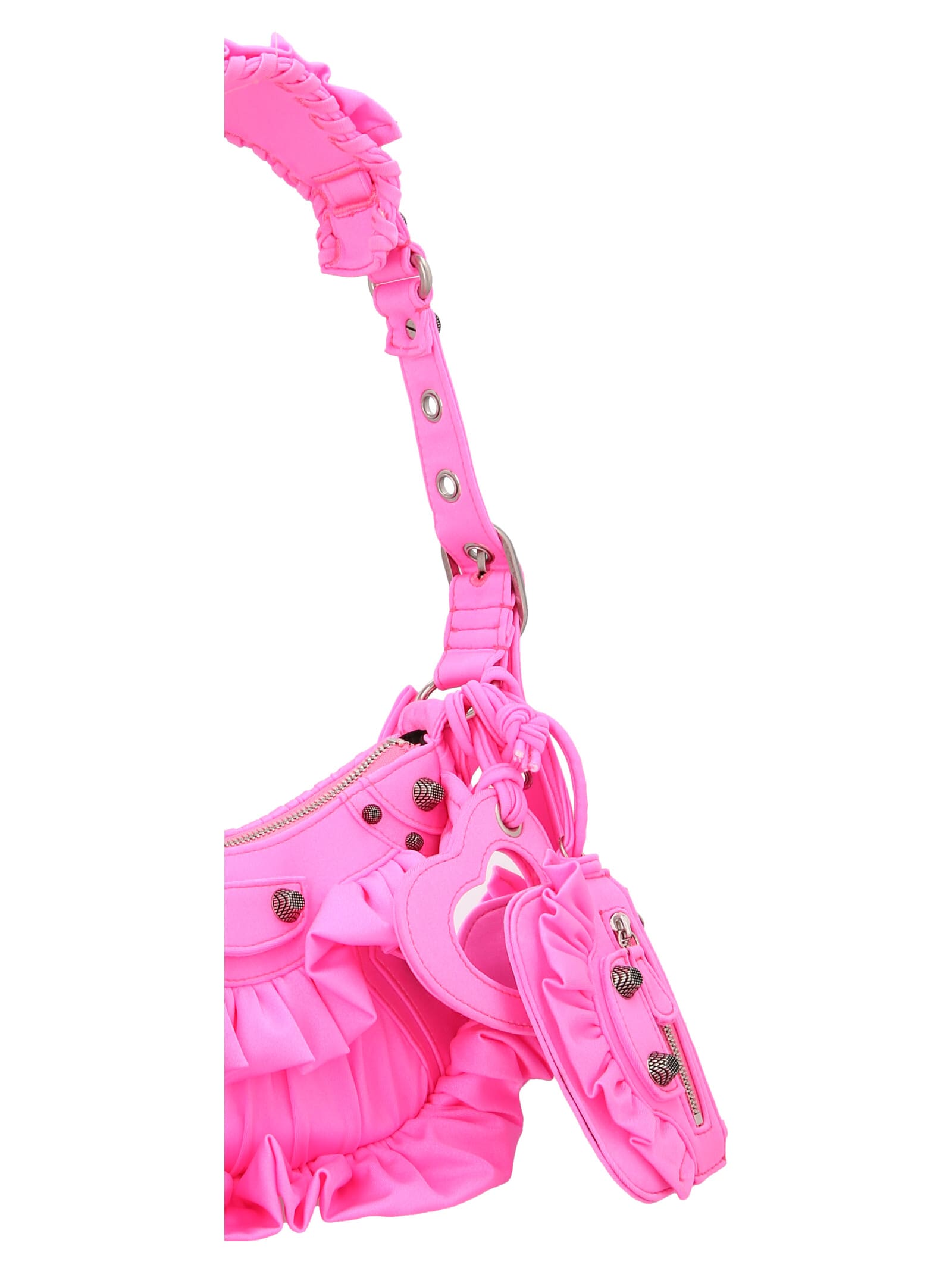 Balenciaga Le Cagole Xs Ruffle Shoulder Bag In Pink