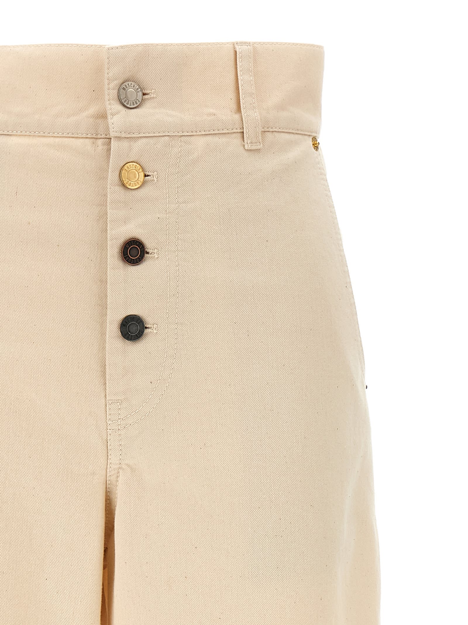 Moschino Trousers With Belt Loops And Pockets In Neutral