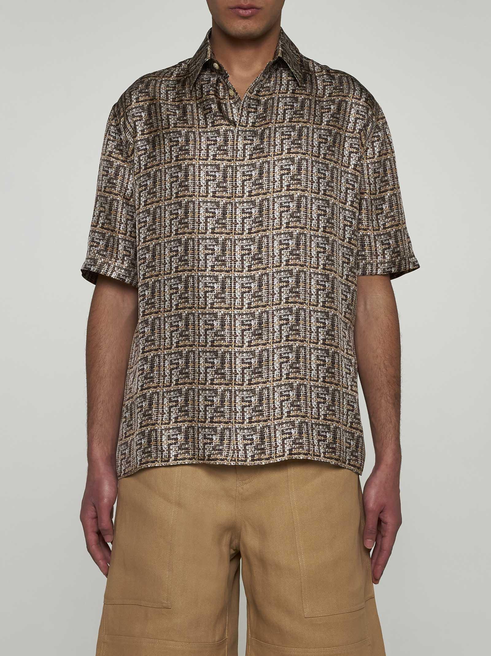 Shop Fendi Ff Jacquard Cotton Shirt In Multicolour