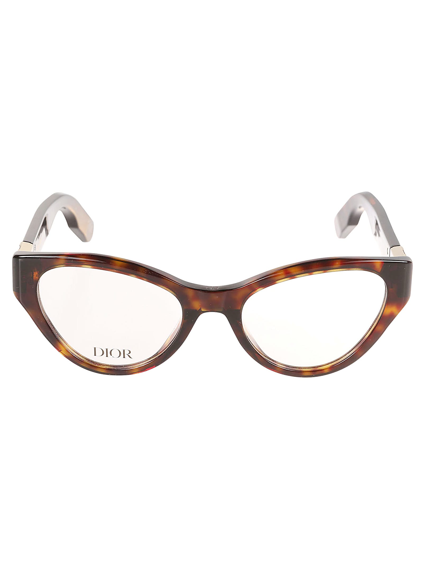 Shop Dior Quilted Temples Logo Detail Glasses In 052 - Havana