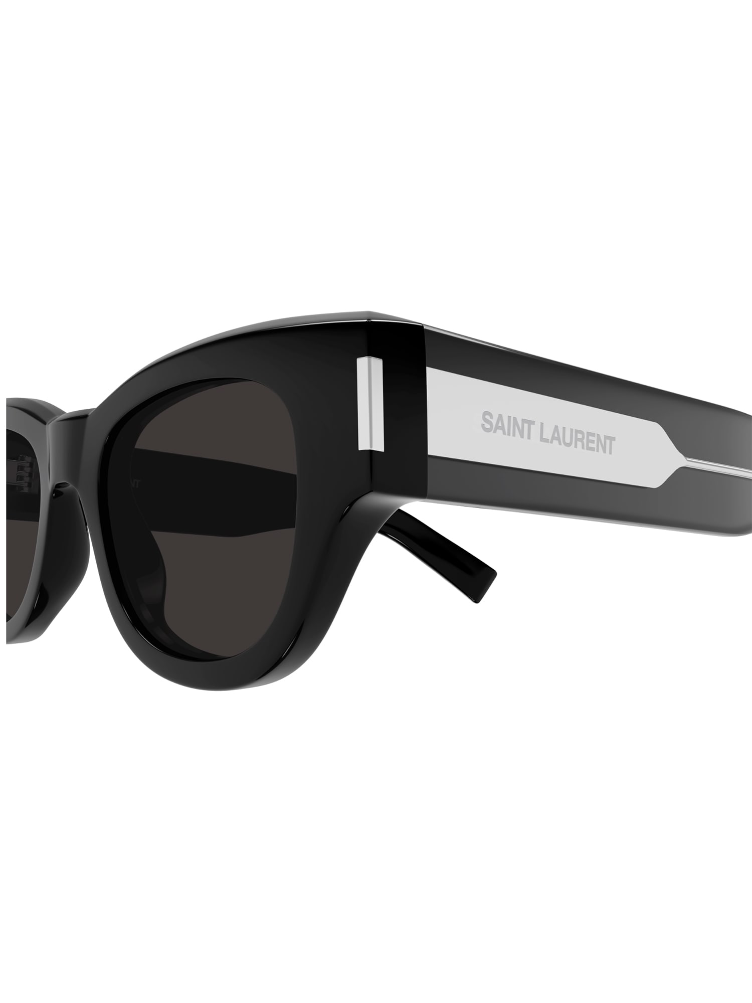 Shop Saint Laurent Sl 573 Sunglasses In Black Crystal Grey