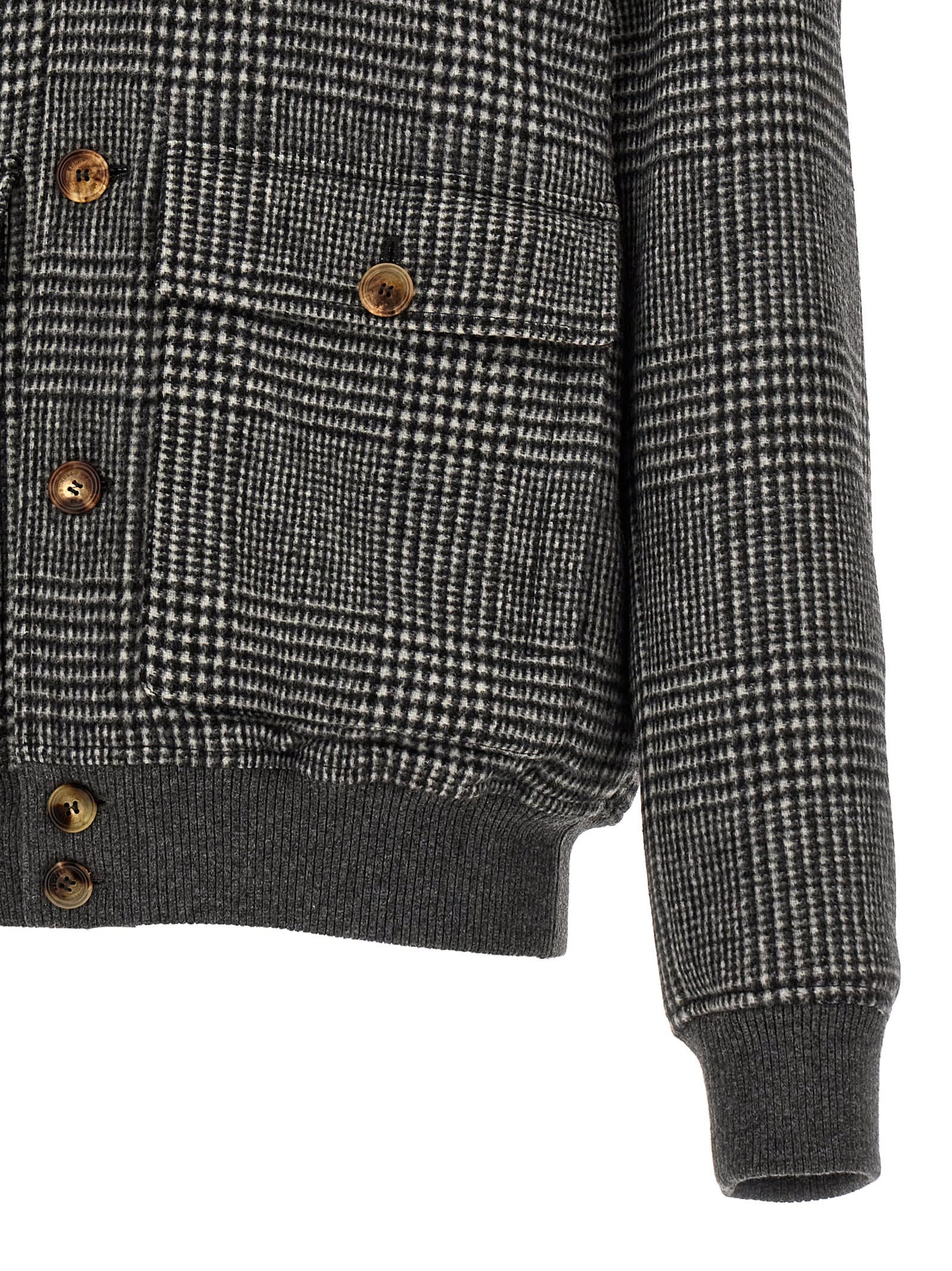 Shop Brunello Cucinelli Check Bomber Jacket In Gray