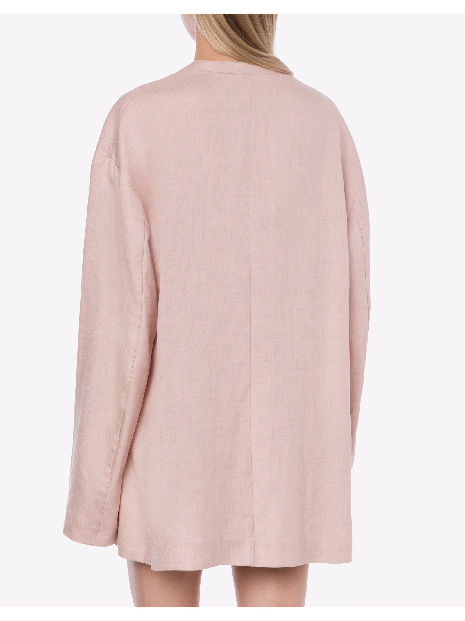 Shop Philosophy Di Lorenzo Serafini Light Pink Linen Blend Blazer In Rosa