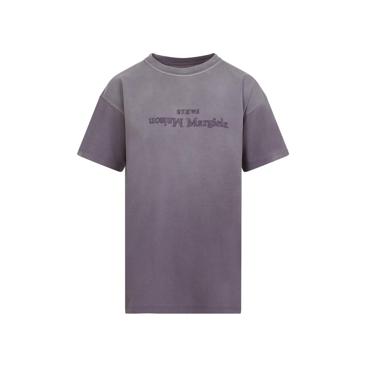 Shop Maison Margiela Reverse Logo-printed Crewneck T-shirt In Purple