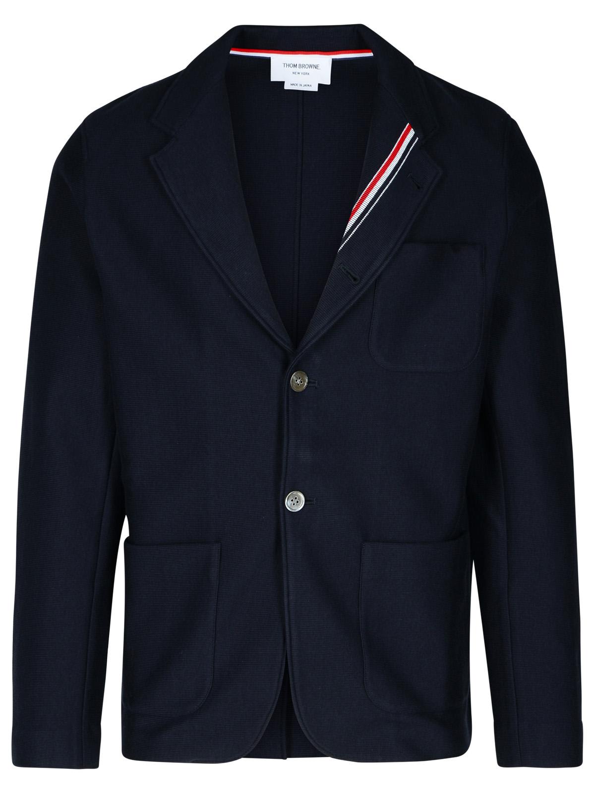 Shop Thom Browne Rwb Navy Cotton Blazer