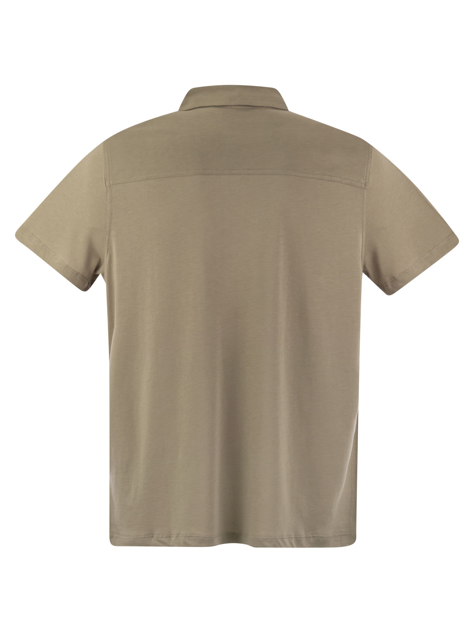 Shop Majestic Short-sleeved Polo Shirt In Lyocell In Deserto