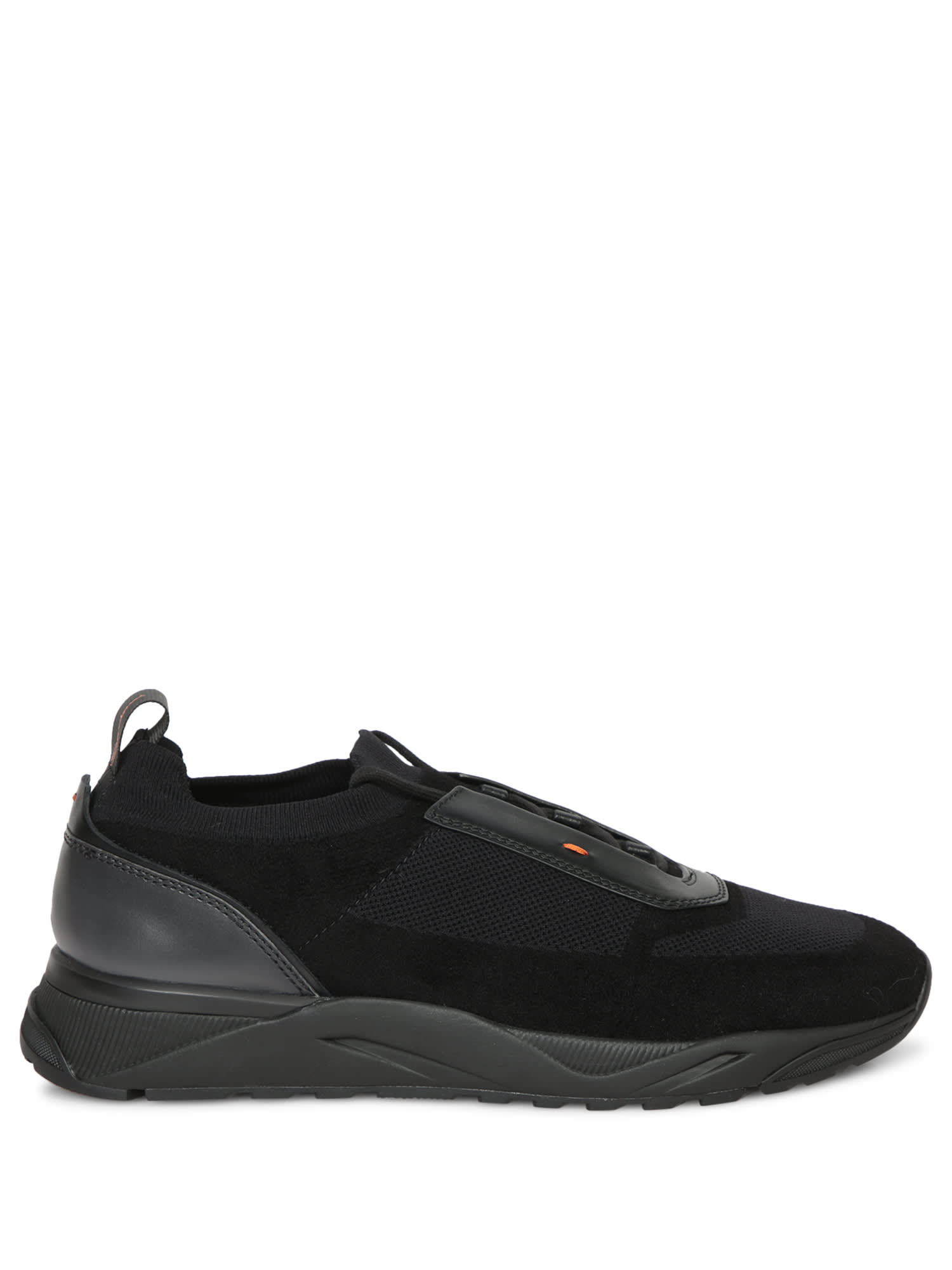 Shop Santoni Black Knit Sneakers