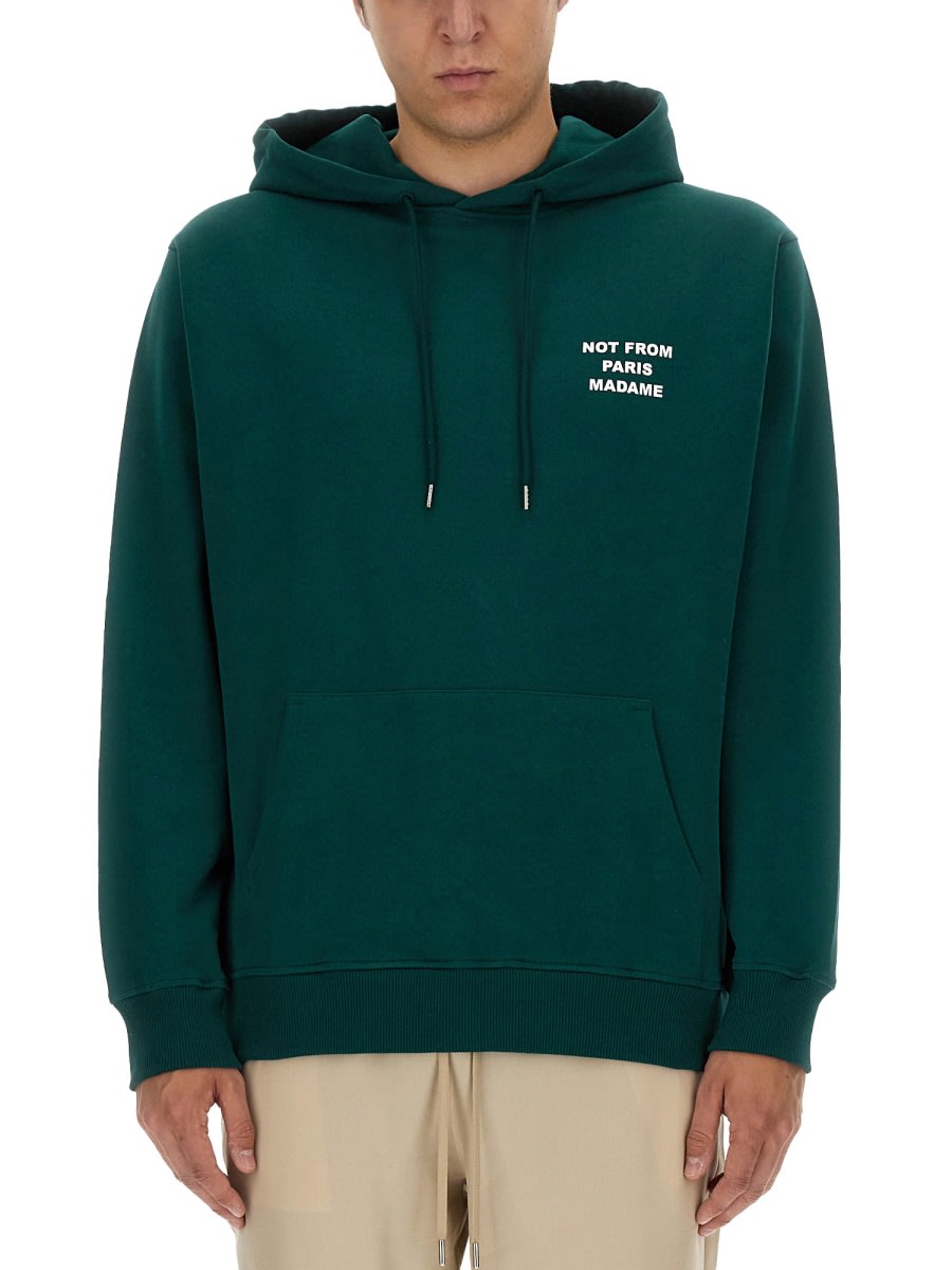 Shop Drôle De Monsieur Slogan Sweatshirt In Green