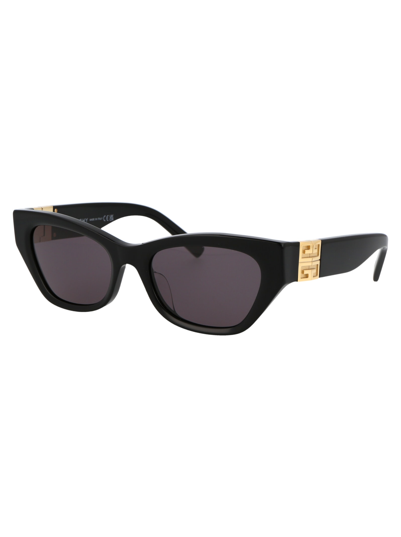 Shop Givenchy 4g Sunglasses In 01a Shiny Black / Smoke