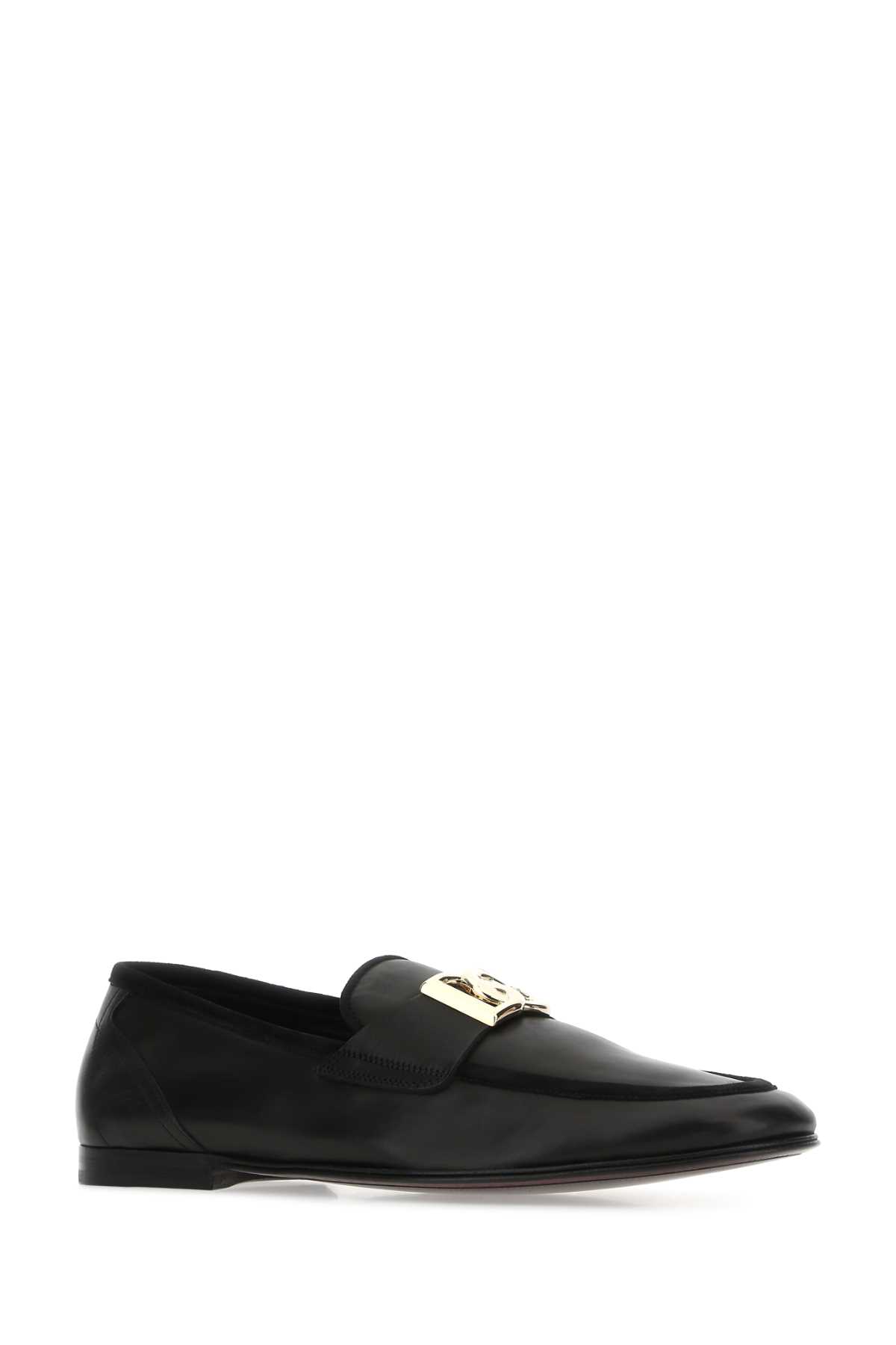 Shop Dolce & Gabbana Black Leather Loafers In 80999