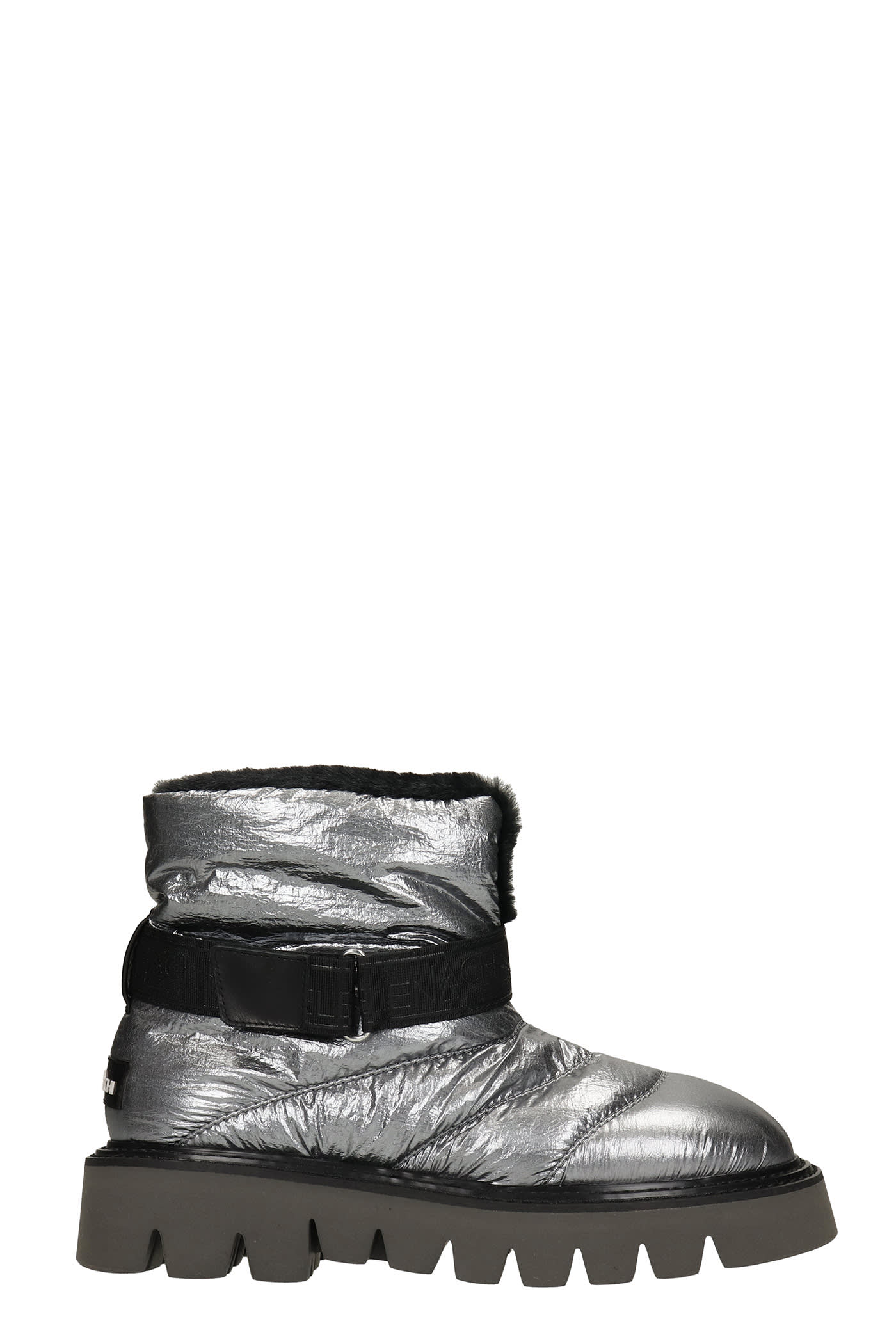 Elena Iachi Low Heels Ankle Boots In Silver Leather