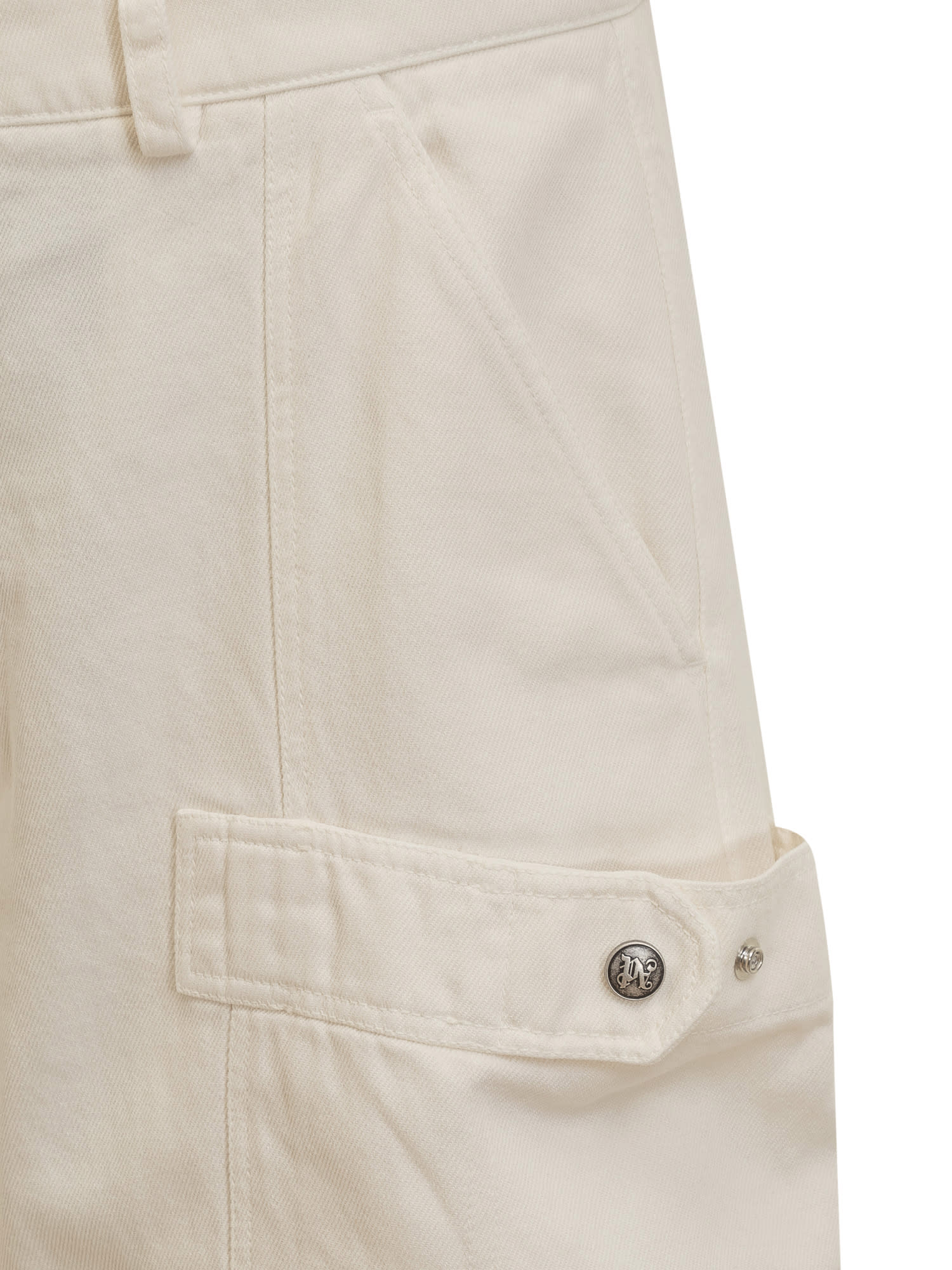 Shop Palm Angels Cargo Shorts In Off White
