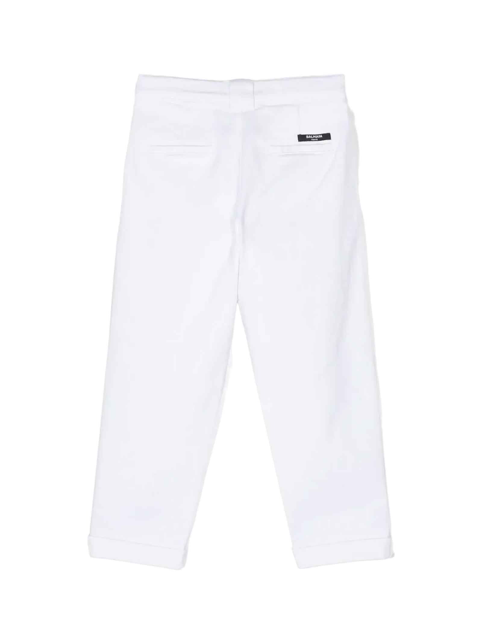Shop Balmain White Trousers Unisex In Bianco