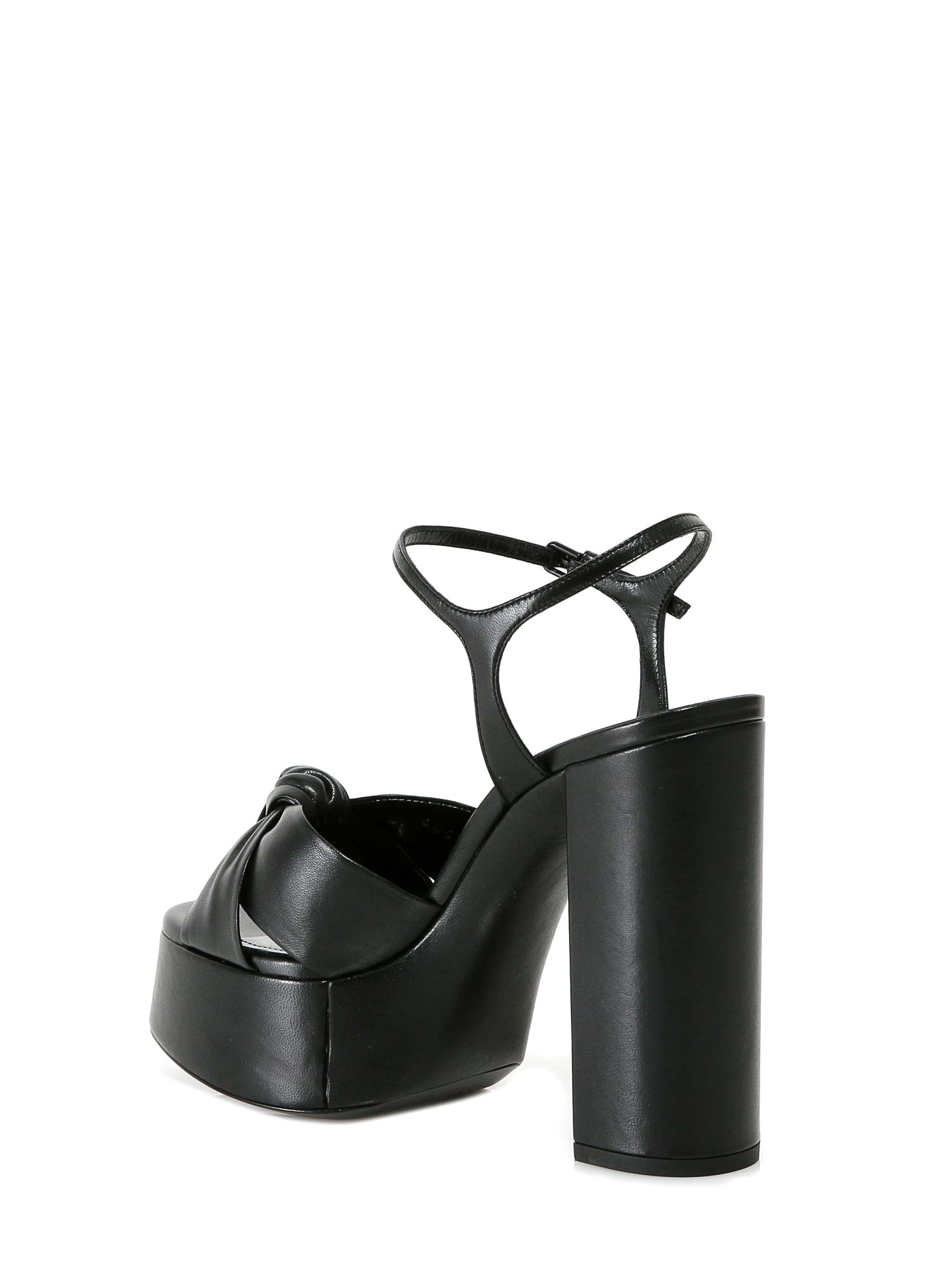 Shop Saint Laurent Knot Detail 145mm Platform Sandals In Nero