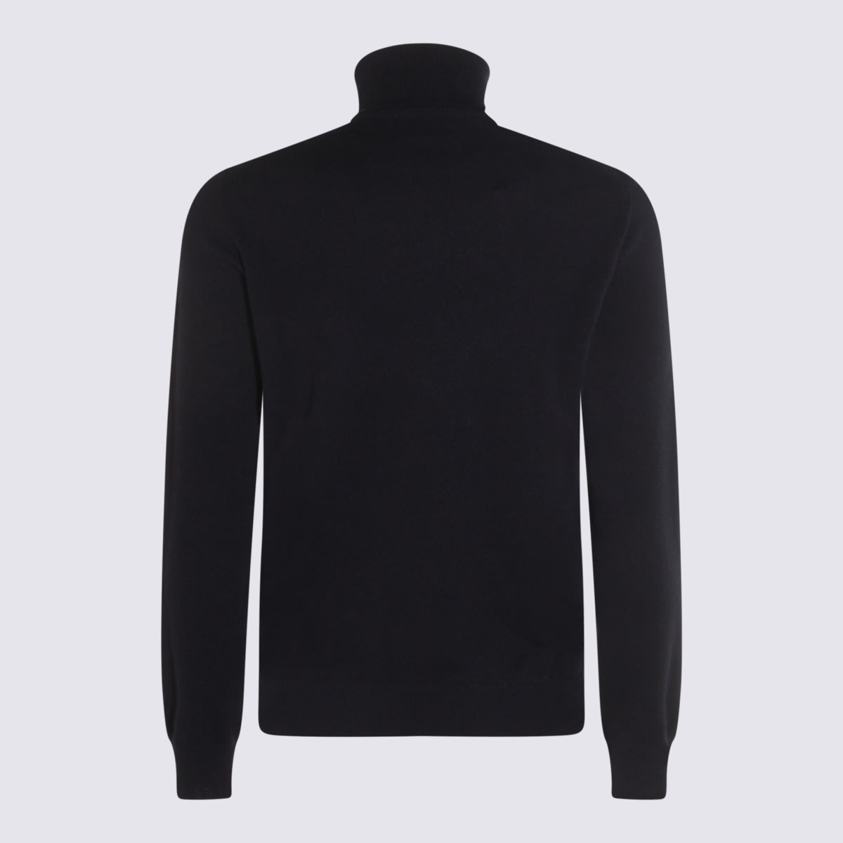Malo Ribbed Turtleneck Knit Sweater With High Collar In Black