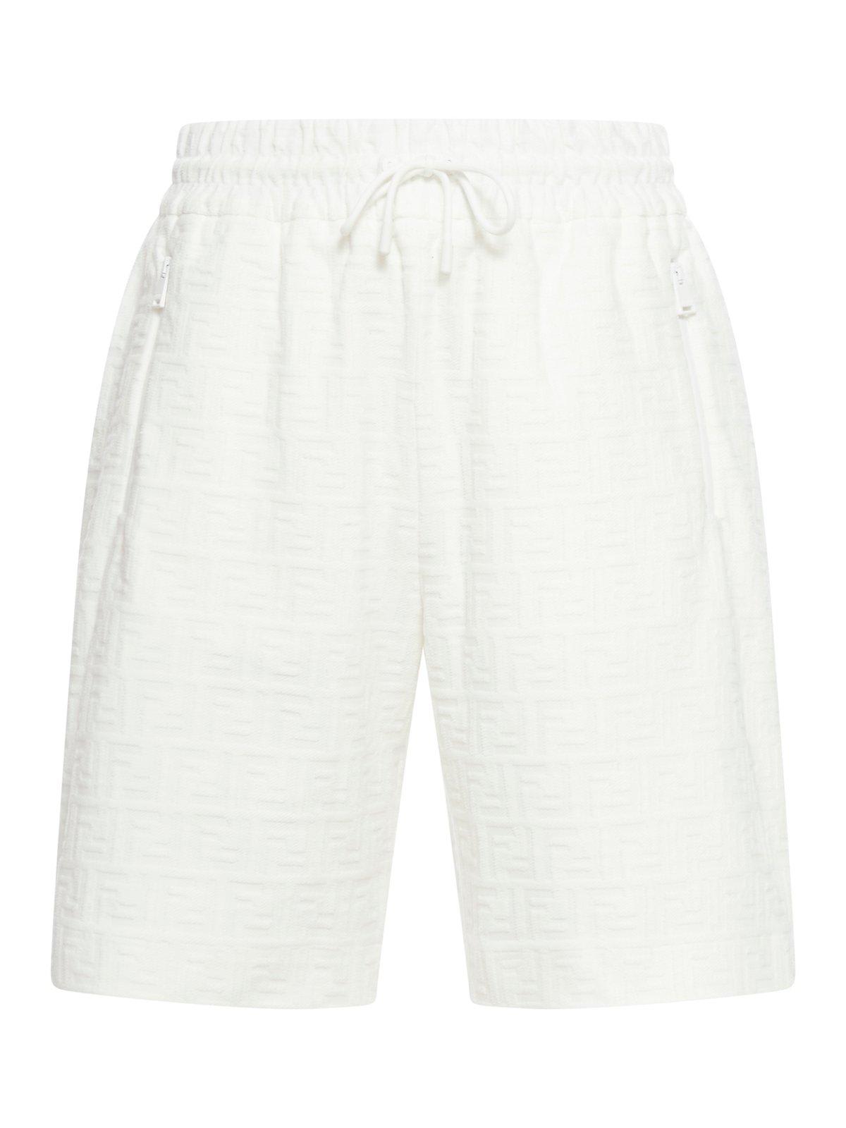 Shop Fendi Logo Detailed Drawstring Shorts In White