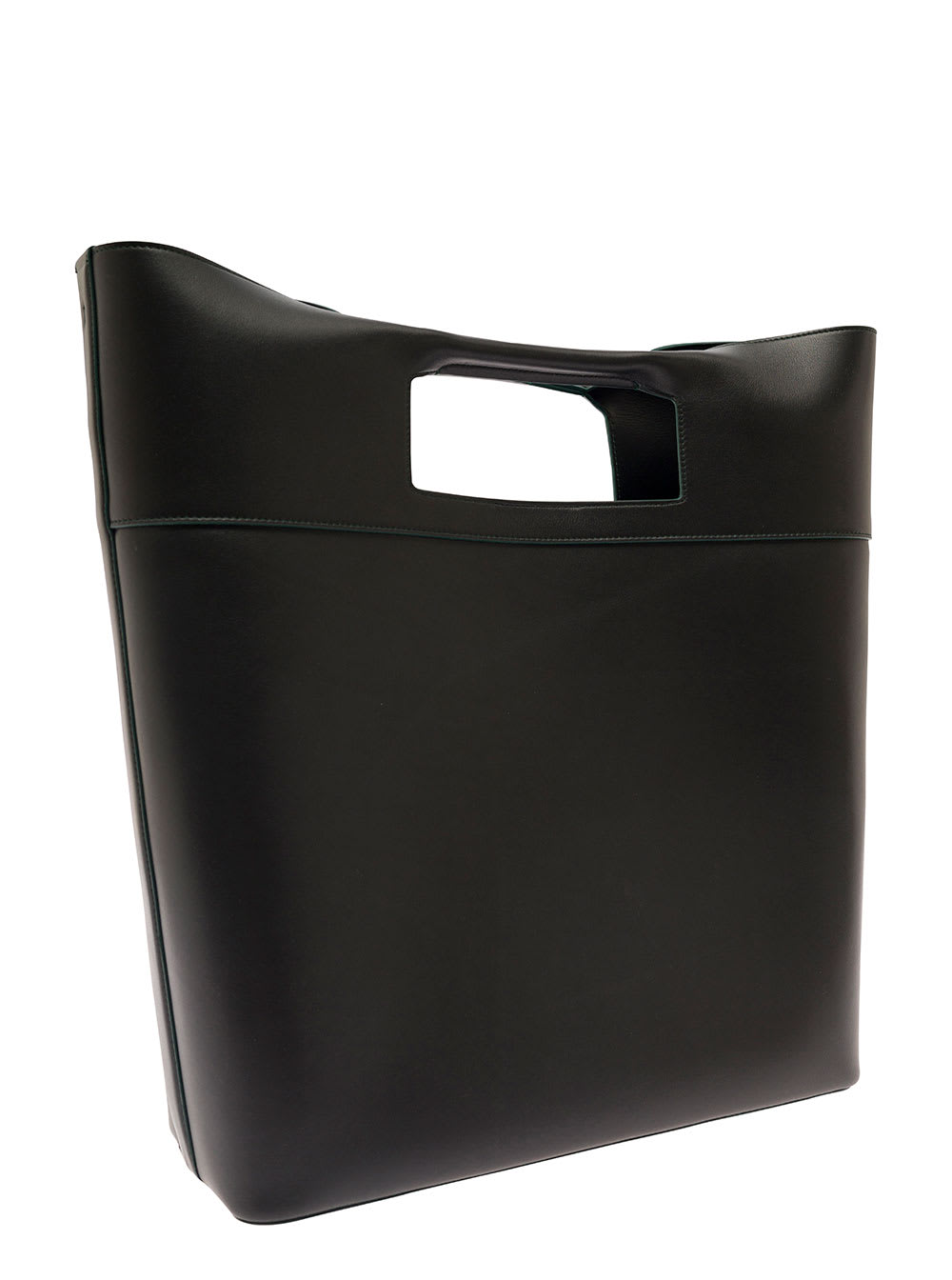 Shop Alexander Mcqueen The Small Square Bow Black Shopping Bag With A Cut-out Bow Section In Leather Man