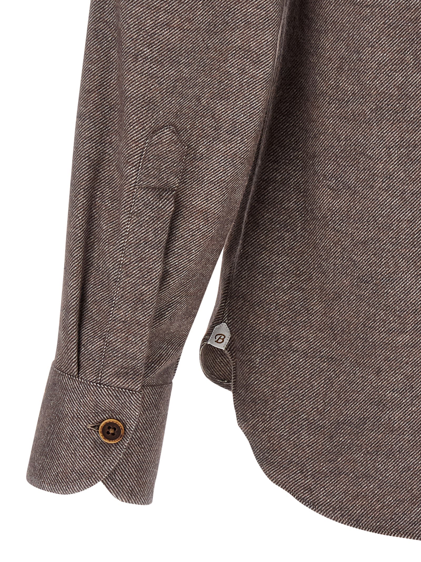 Borriello Napoli Button-front Long-sleeve Shirt In Brown