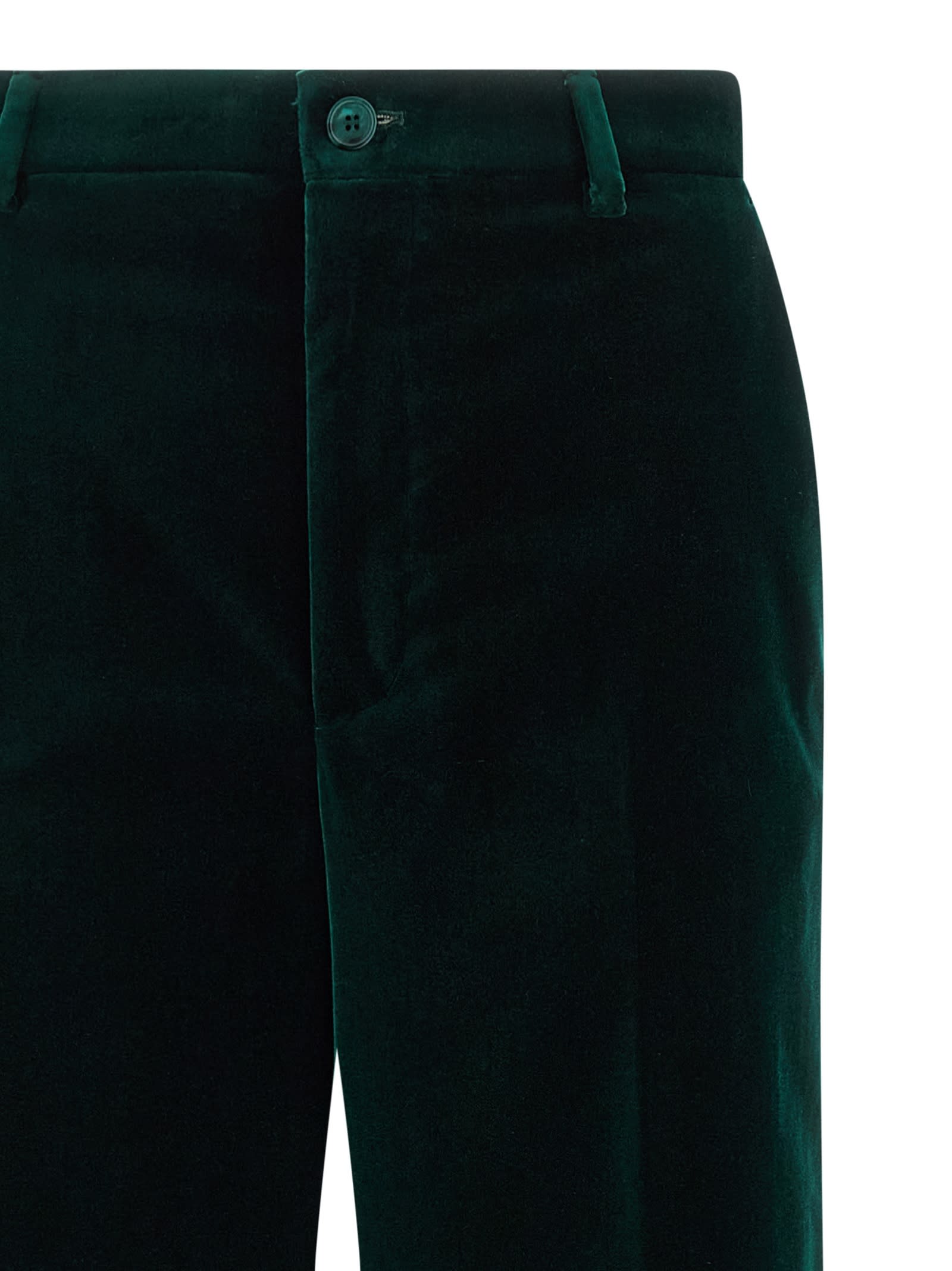 Gucci Tailored Velvet Trousers Featuring Belt Loops In Green