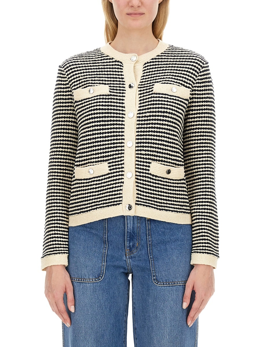 Shop Tory Burch Kendra Cardigan In Blue