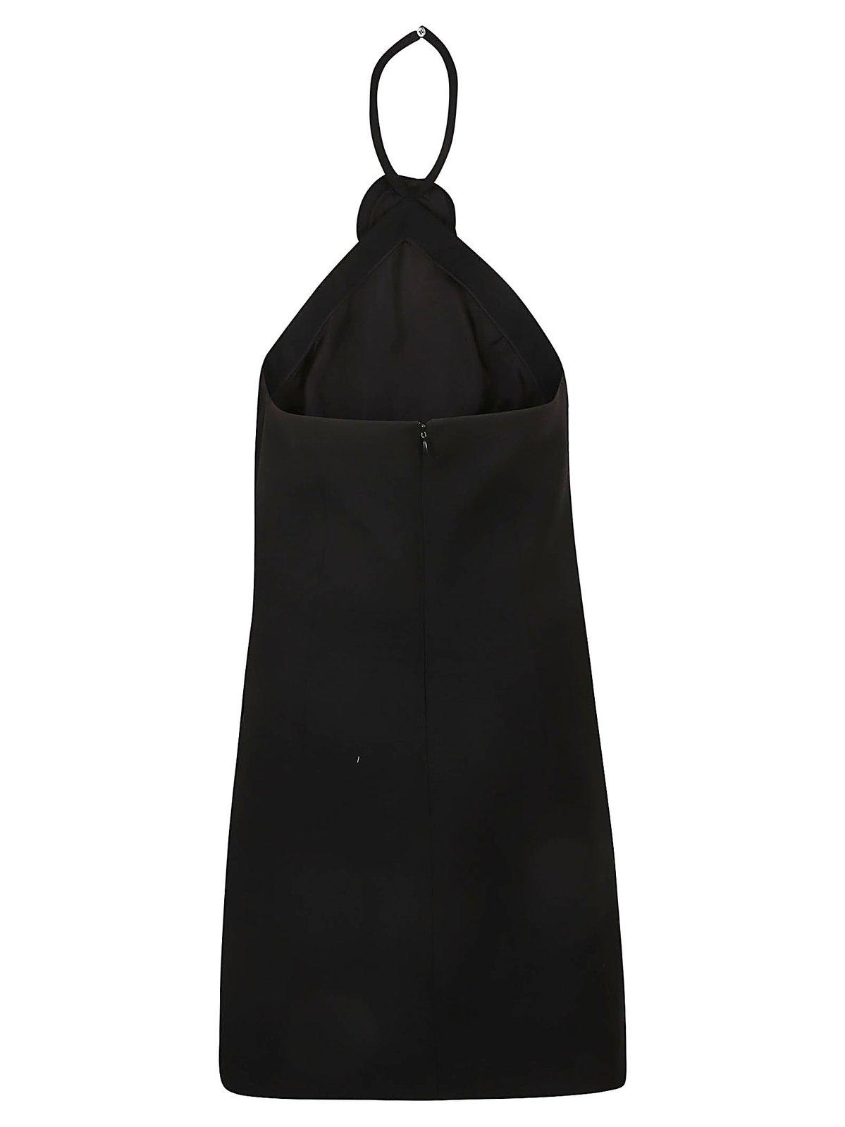 Shop Valentino Halterneck Sleeveless Mini Dress In Black