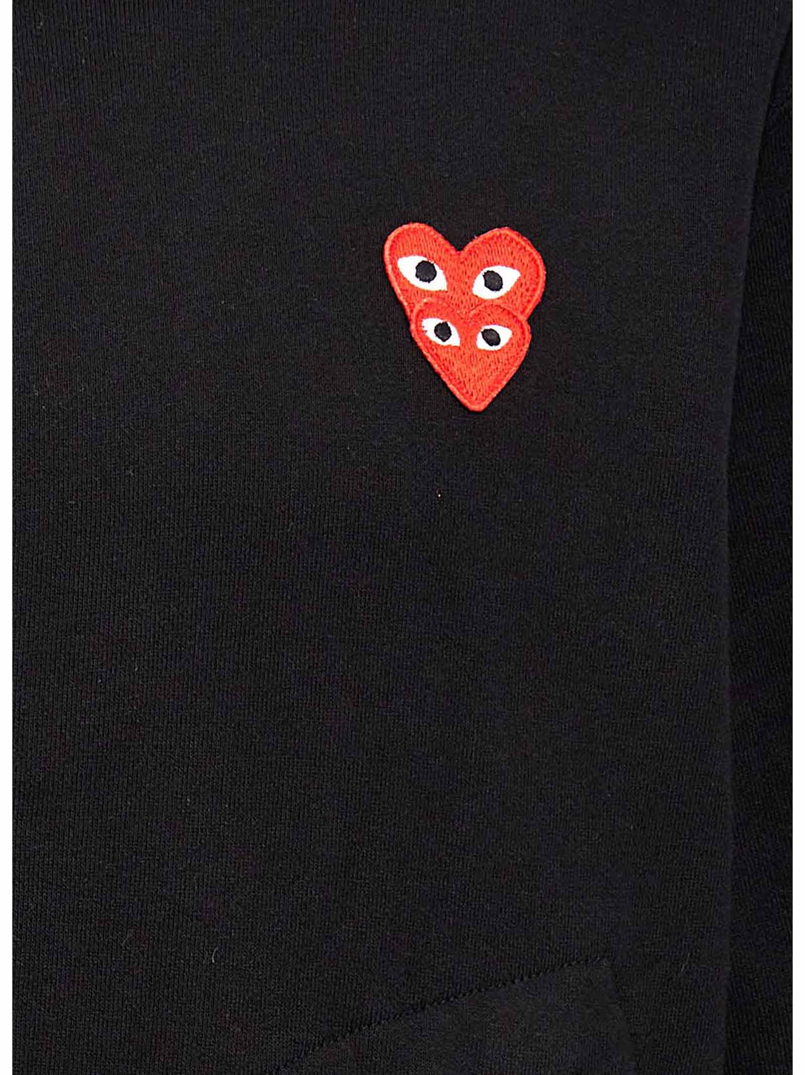 Comme Des Garçons Play Sweatshirt Double Red Emblem In Black