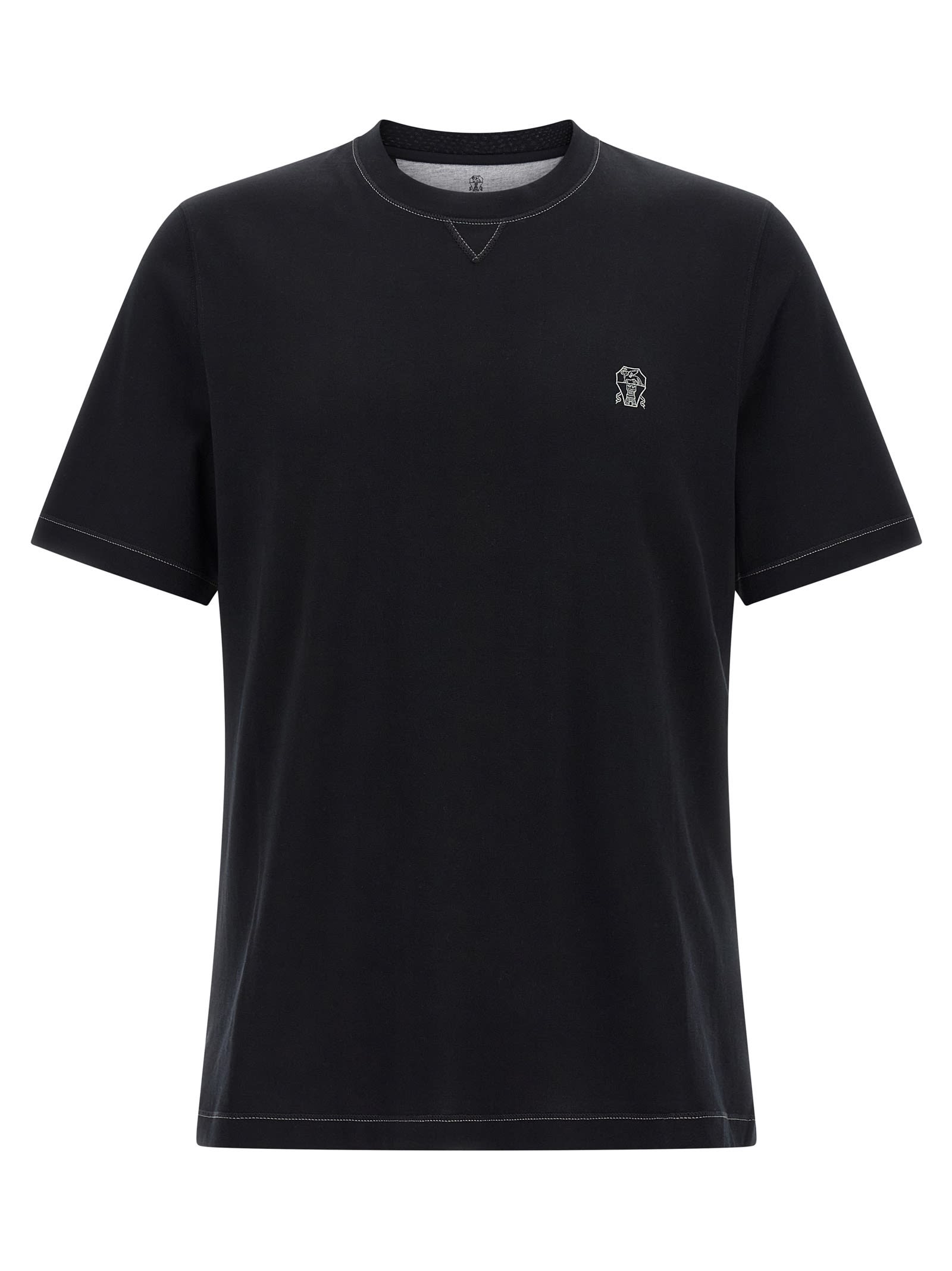Brunello Cucinelli Cotton Jersey Crew Neck T-shirt With Logo In Black