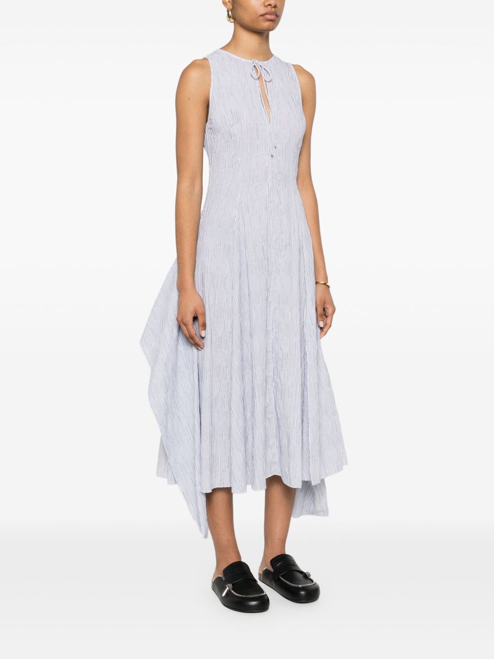 Loewe Cotton Blend Midi Dress In Blue