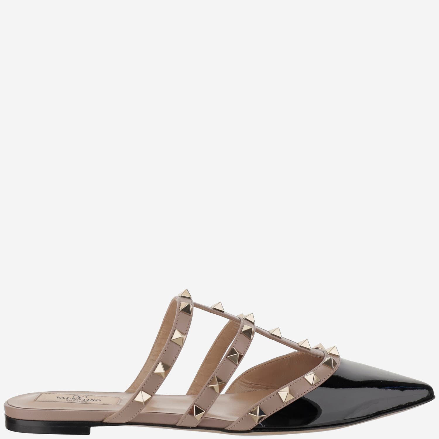 Two-tone Leather Rockstud Slippers