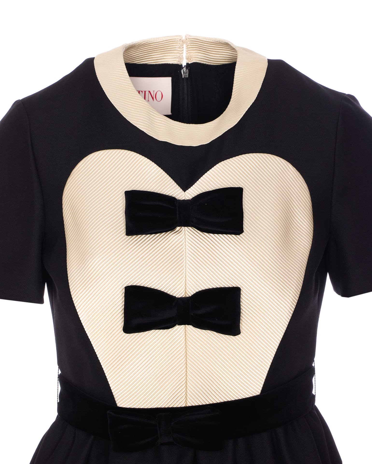 Valentino Double-bow Mini Dress In Wool In Black