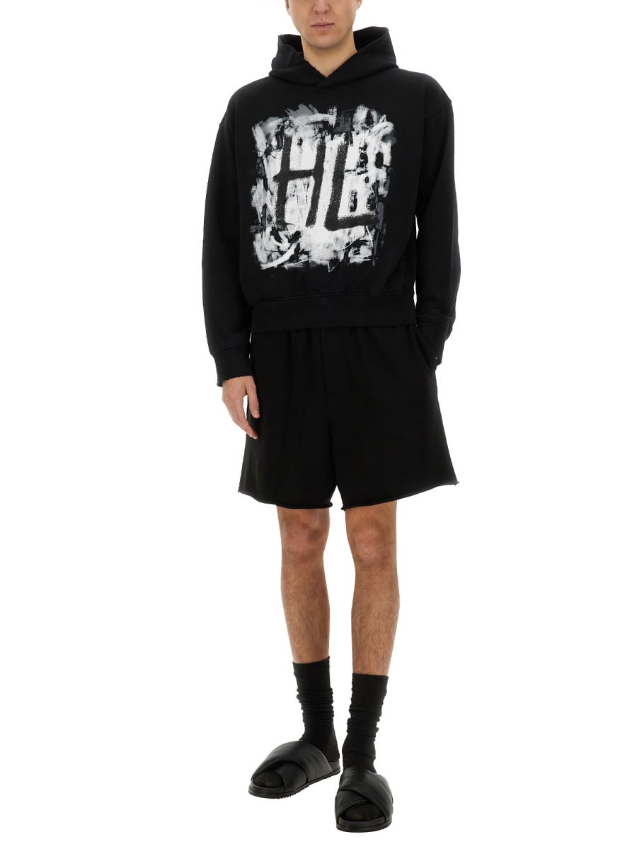 Helmut Lang Cotton Shorts With Back Pockets And Elastic Waistband In Black