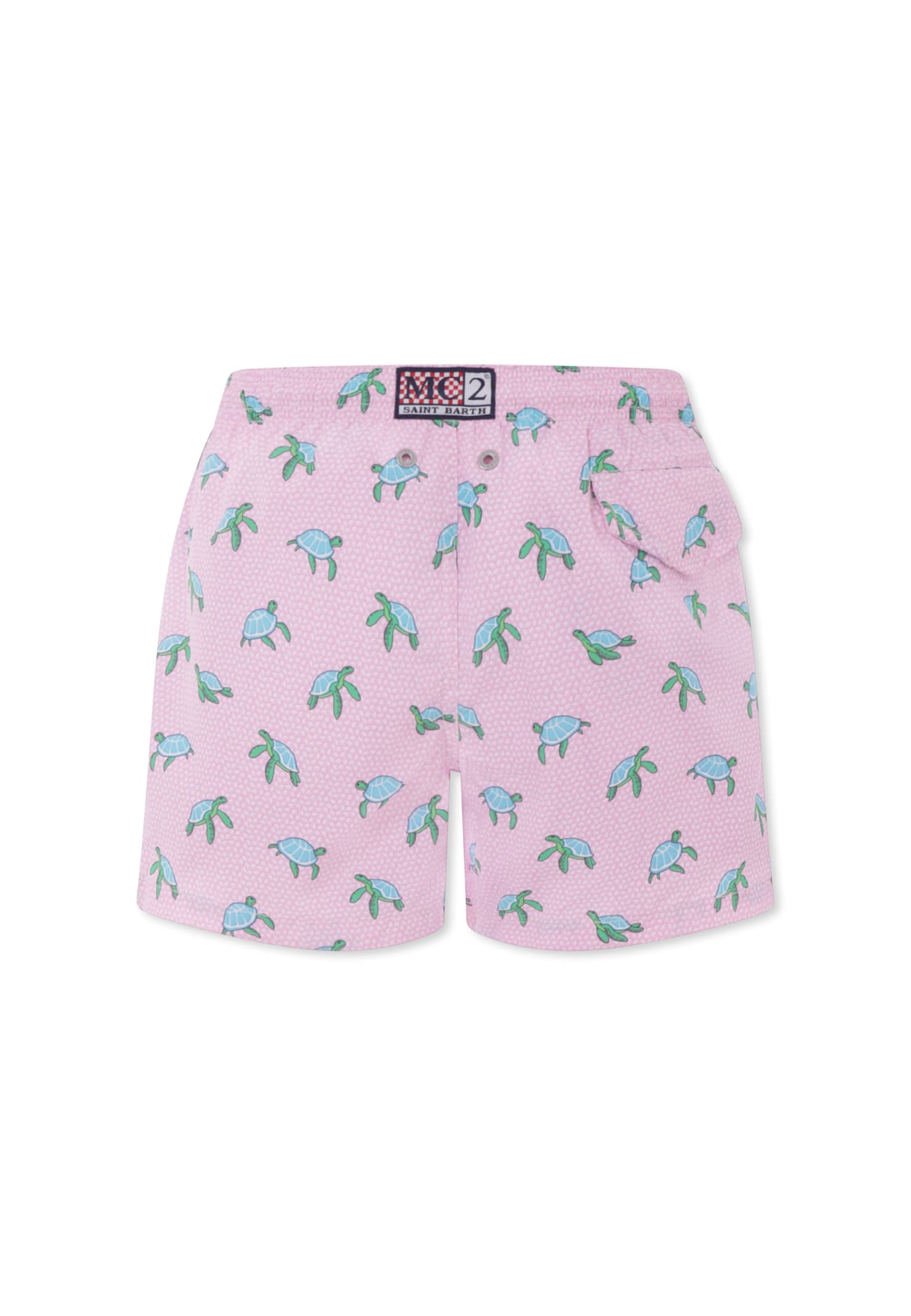 Mc2 Saint Barth Pink Swim Shorts For Boy With Tortoise