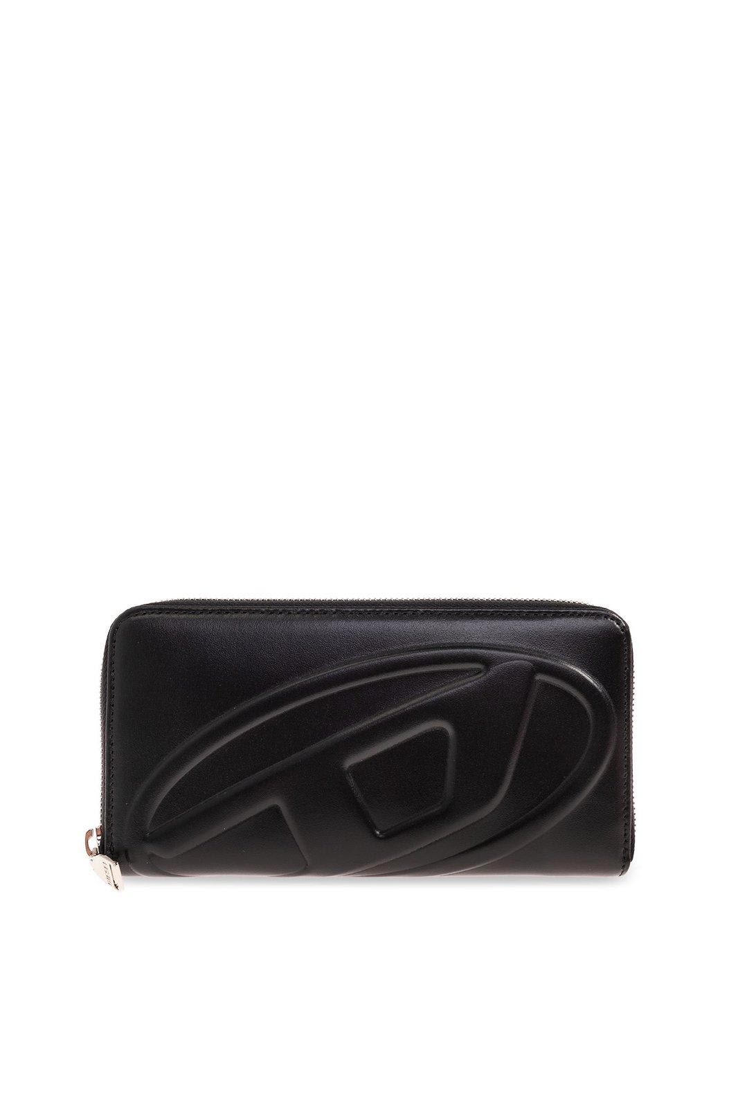 Shop Diesel 1-dr Fold Logo Embossed Wallet  In Black