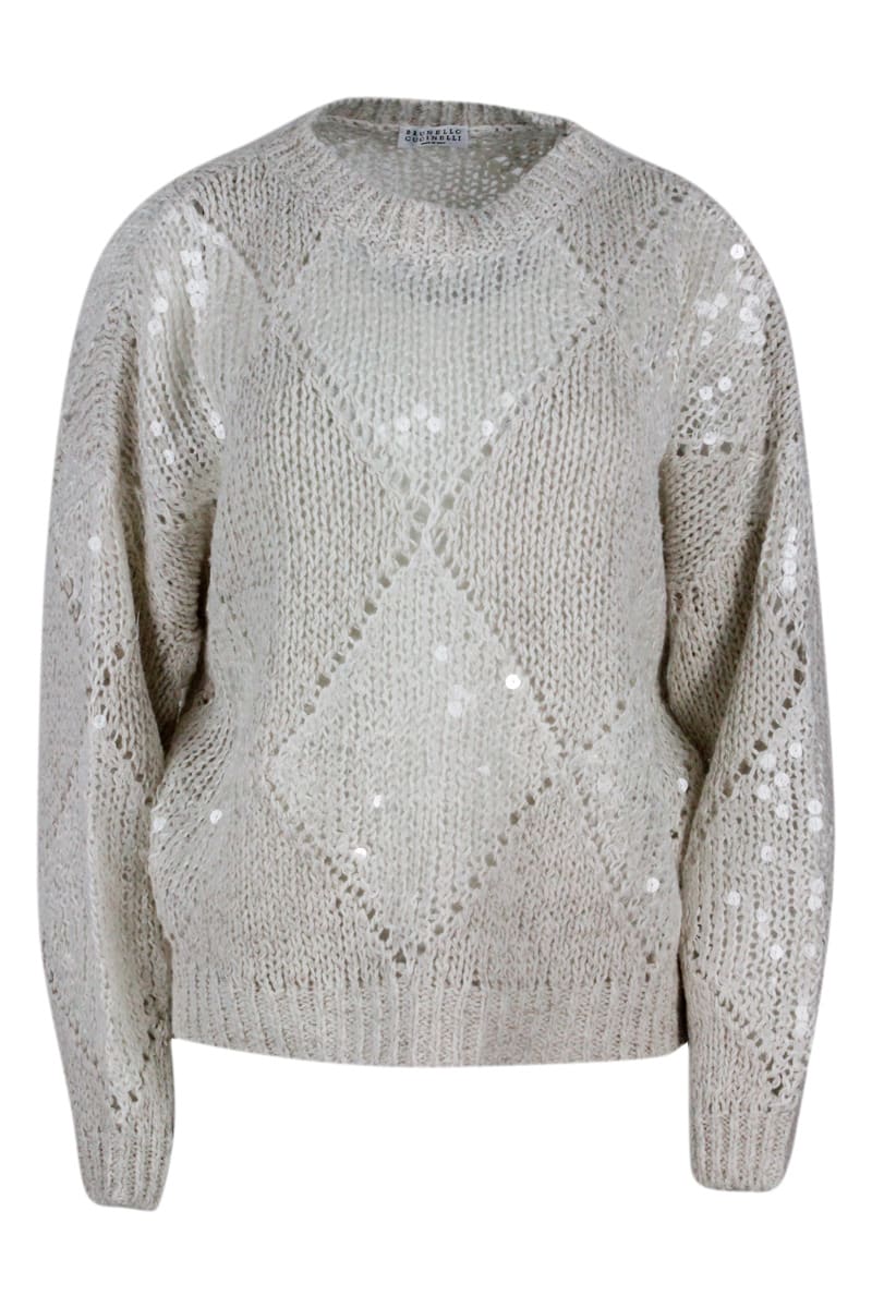 Brunello Cucinelli Crewneck Sweater With Applied Macro Sequins