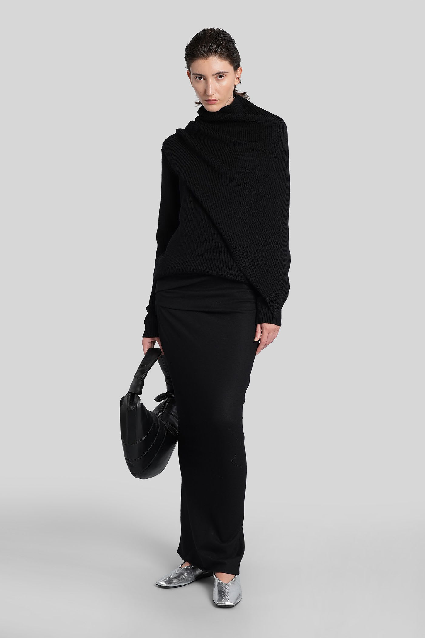 Entire Studios Wrap Sweater Knitwear In Black Wool In Black