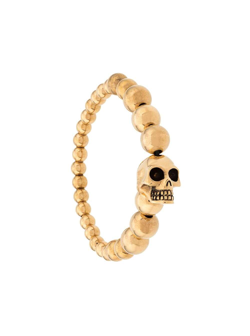 Shop Alexander Mcqueen Mans Golden Brass Skull Bracelet In Metallic