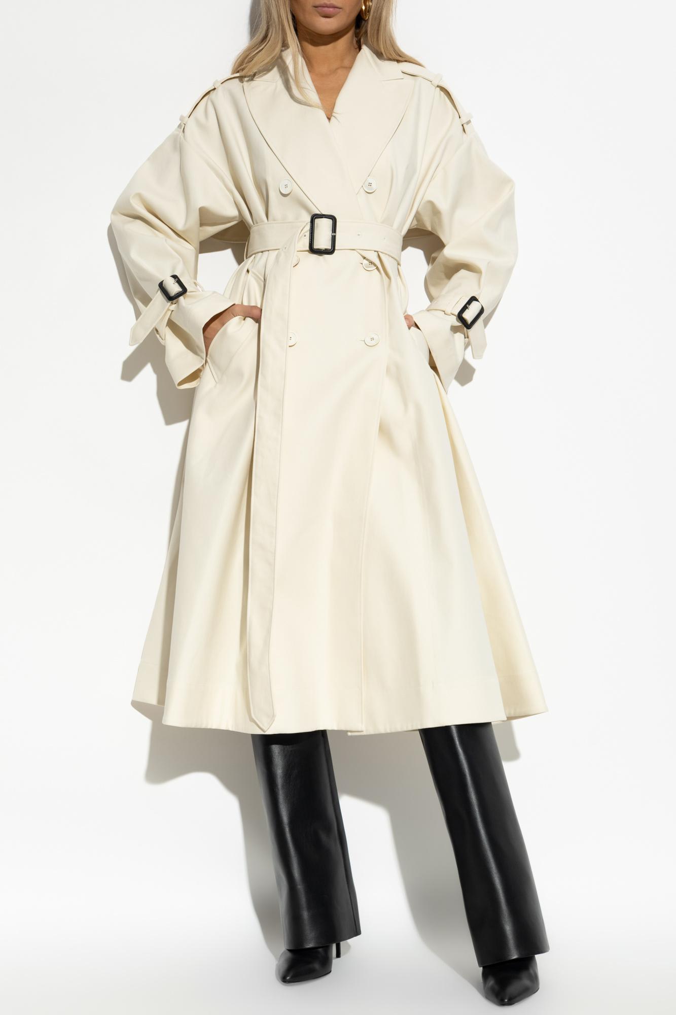 Givenchy Womens Double-breasted Belted Double Cotton-twill Trench Coat Ivory In White