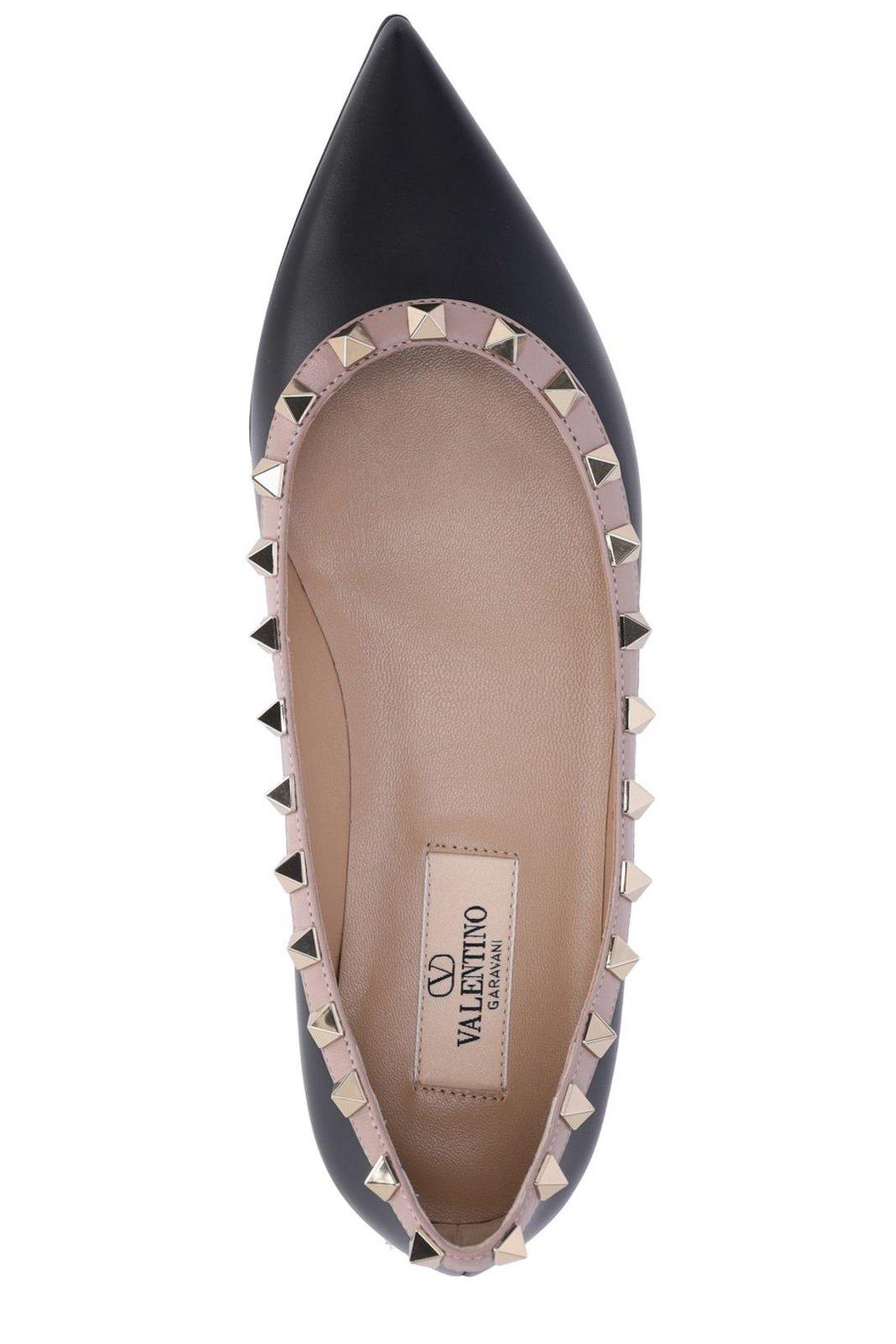 Shop Valentino Garavani Rockstud Slip-on Ballerine Shoes In Black