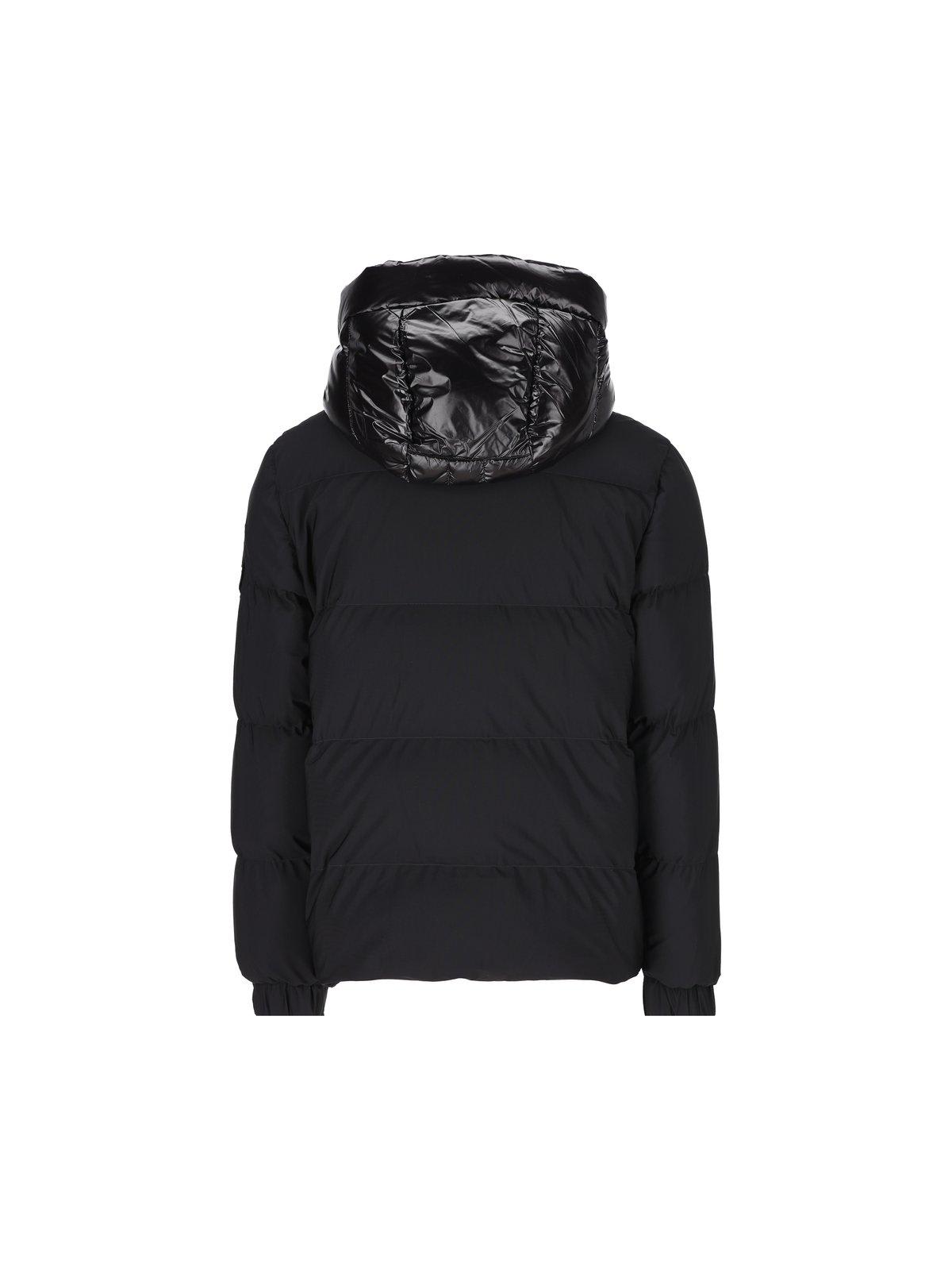 MOOSE KNUCKLES LOGO PLAQUE HOODED DOWN JACKET 