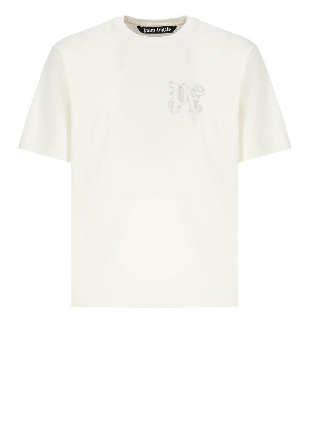 Shop Palm Angels Monogram Slim T-shirt In Ivory