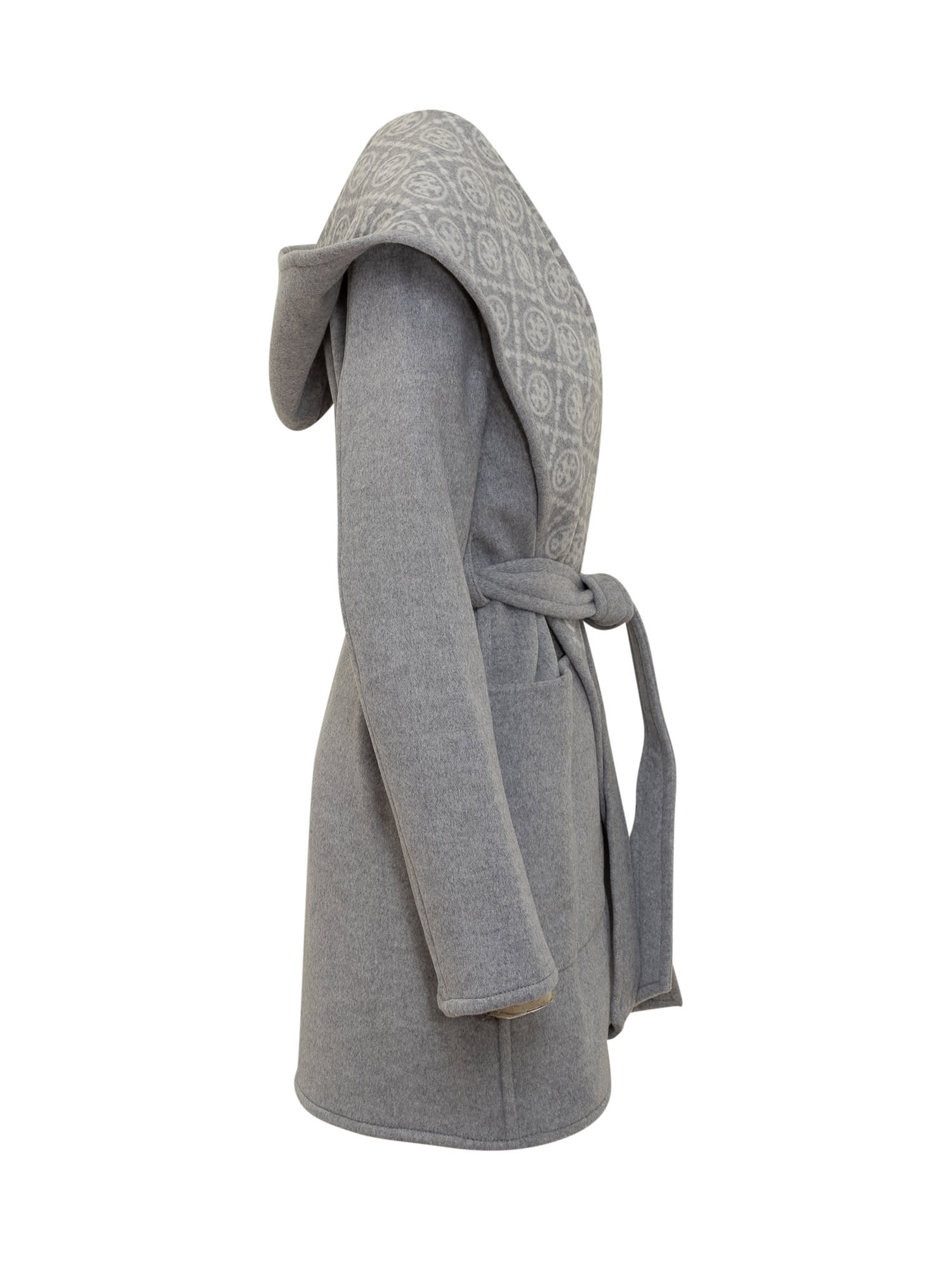 Shop Tory Burch Trench Coat In Gray T Monogram