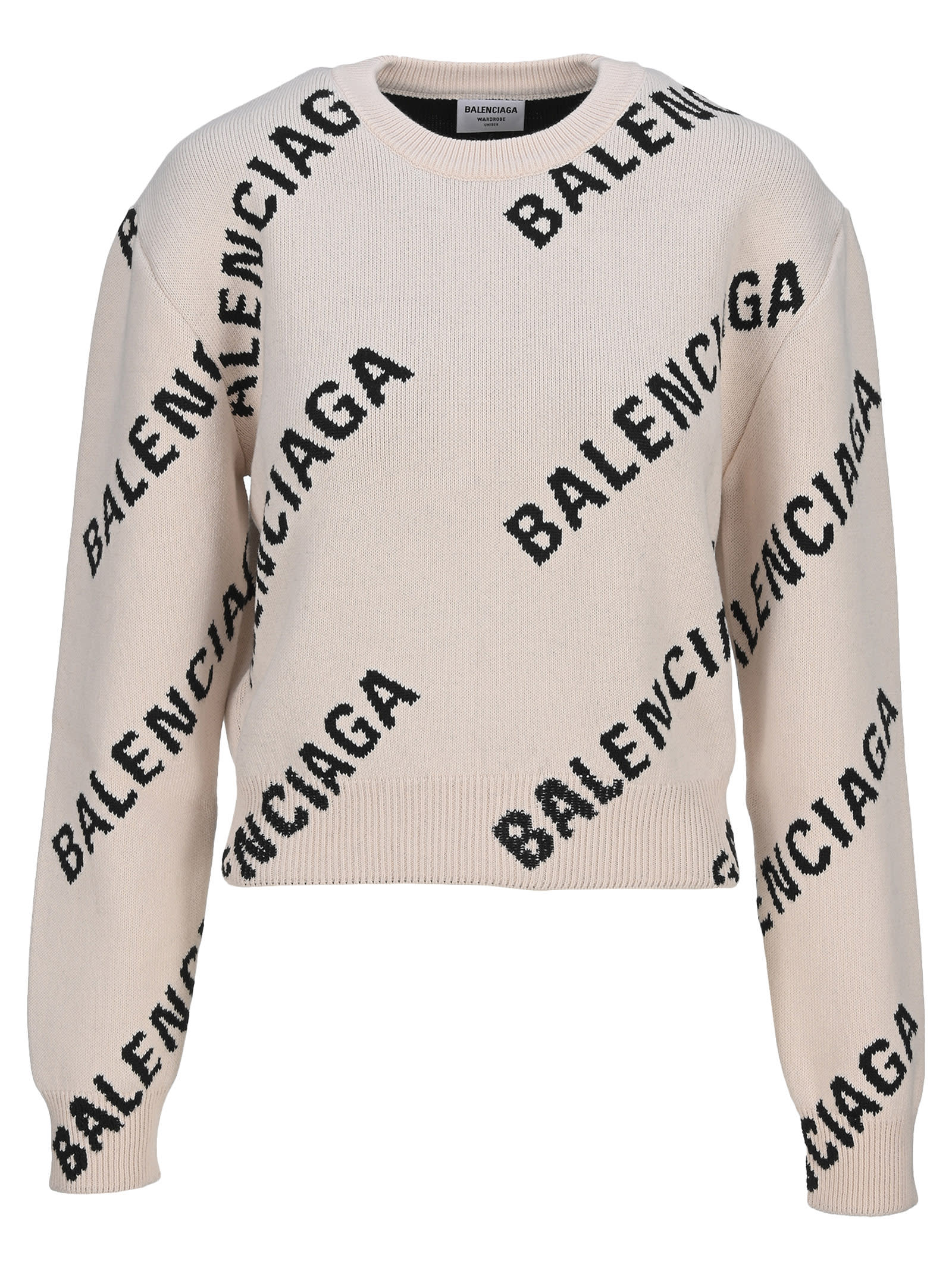 Balenciaga Allover Logo Crewneck Sweater