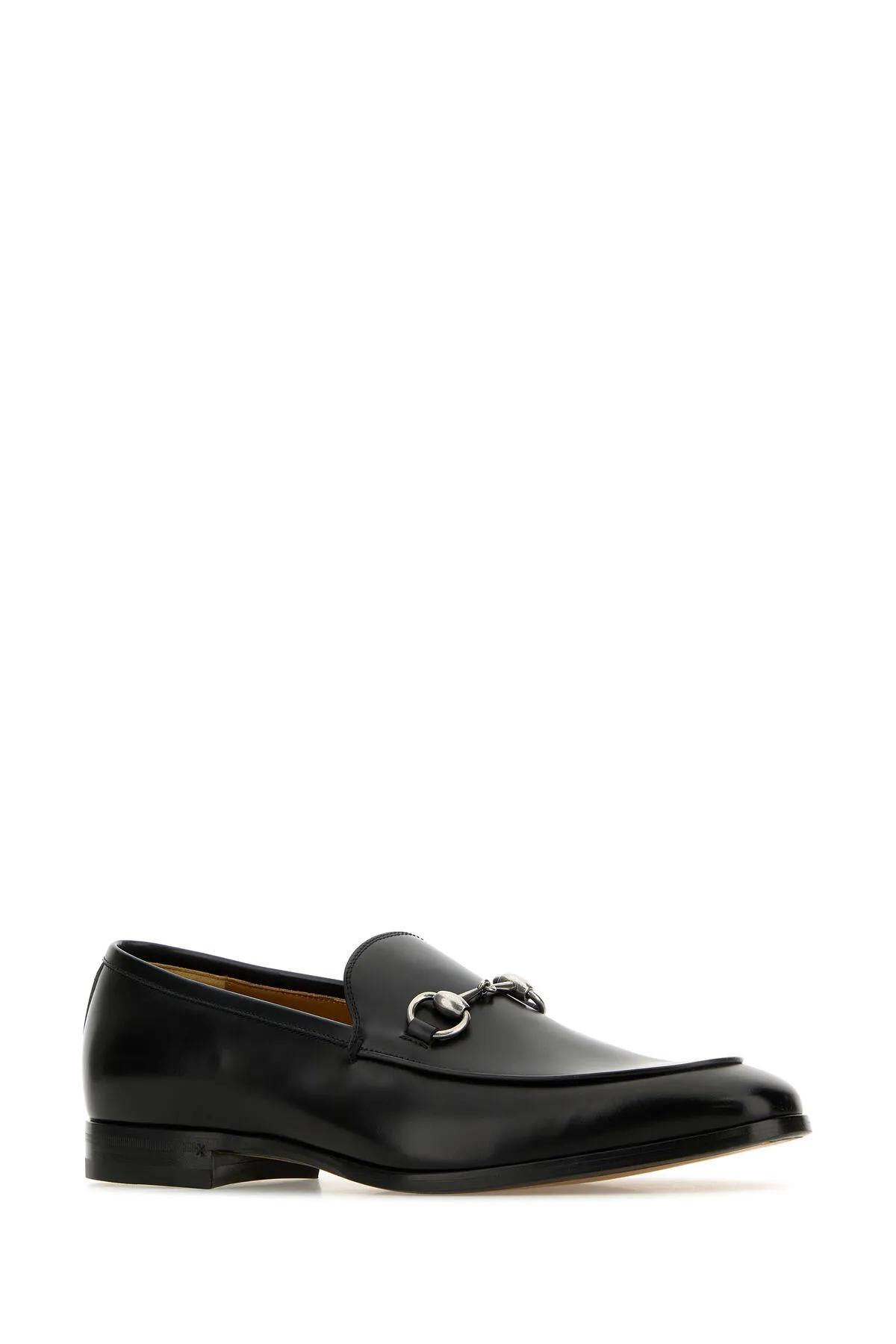 Shop Gucci Black Leather Loafers