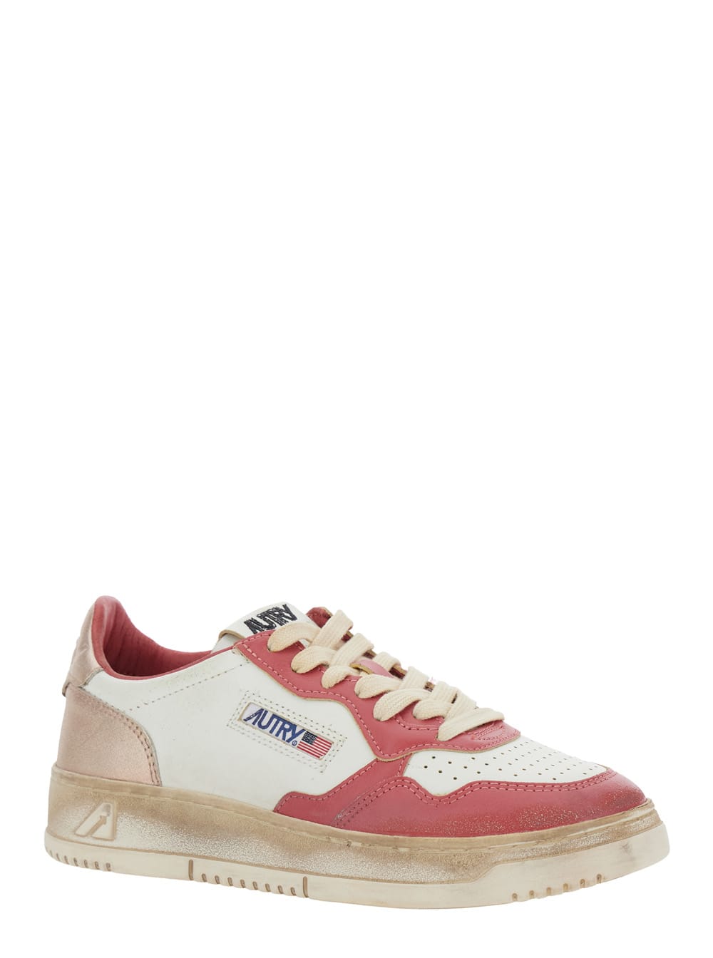 Autry 'super Vintage' Red Sneakers With Logo Patch On The Tongue And Distressed Effect In Red