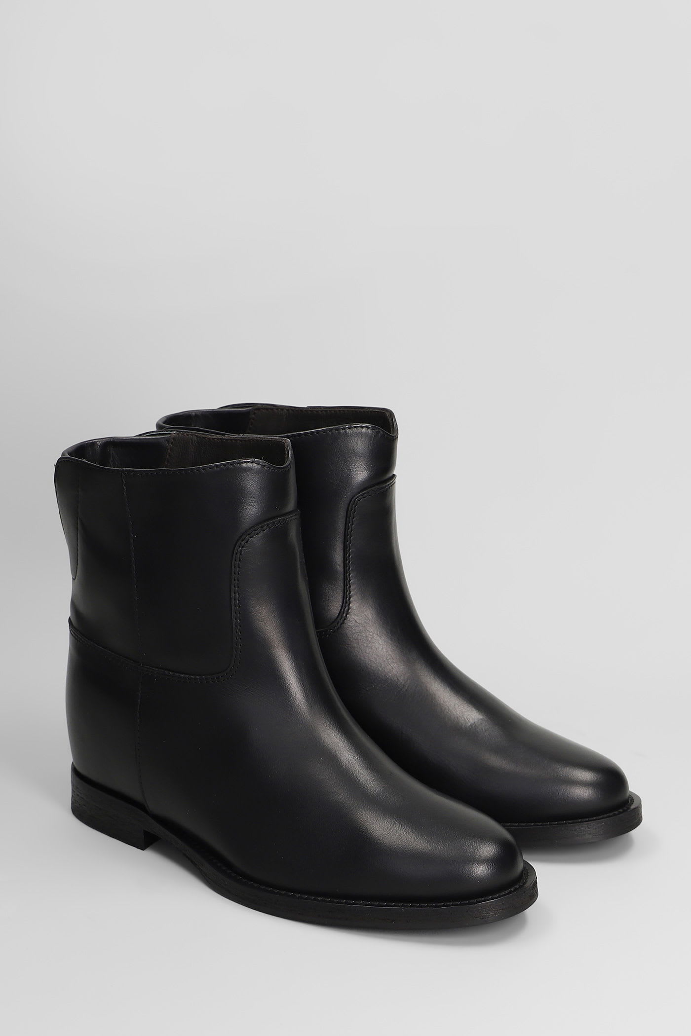Via Roma 15 Ankle Boots Inside Wedge In Black Leather In Black