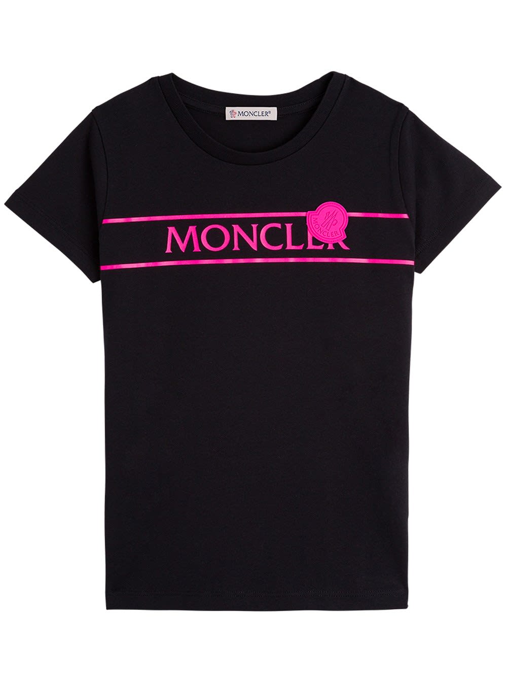 Moncler Black Jersey T-shirt With Fluo Logo