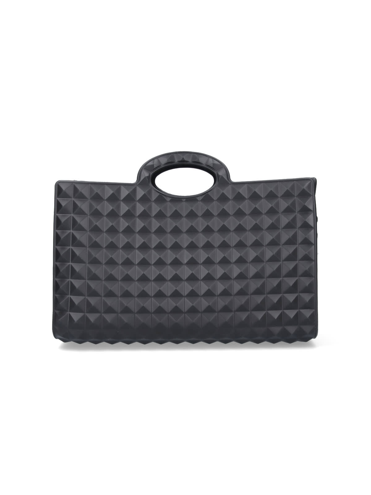 VALENTINO GARAVANI BLACK RUBBER LE TROISIÃ¨ME SHOPPING BAG