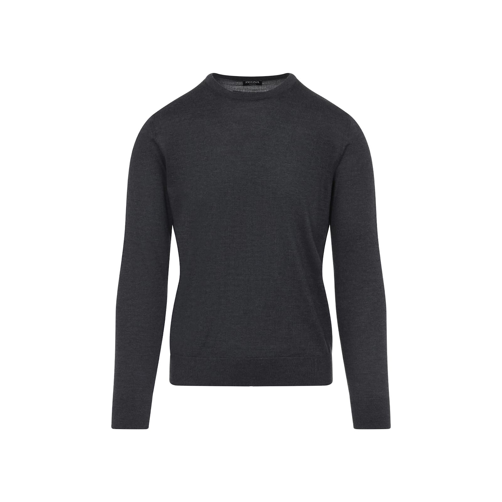 Zegna Soft Cashmere Crewneck Sweater With Ribbed Cuffs And Hem In Gray